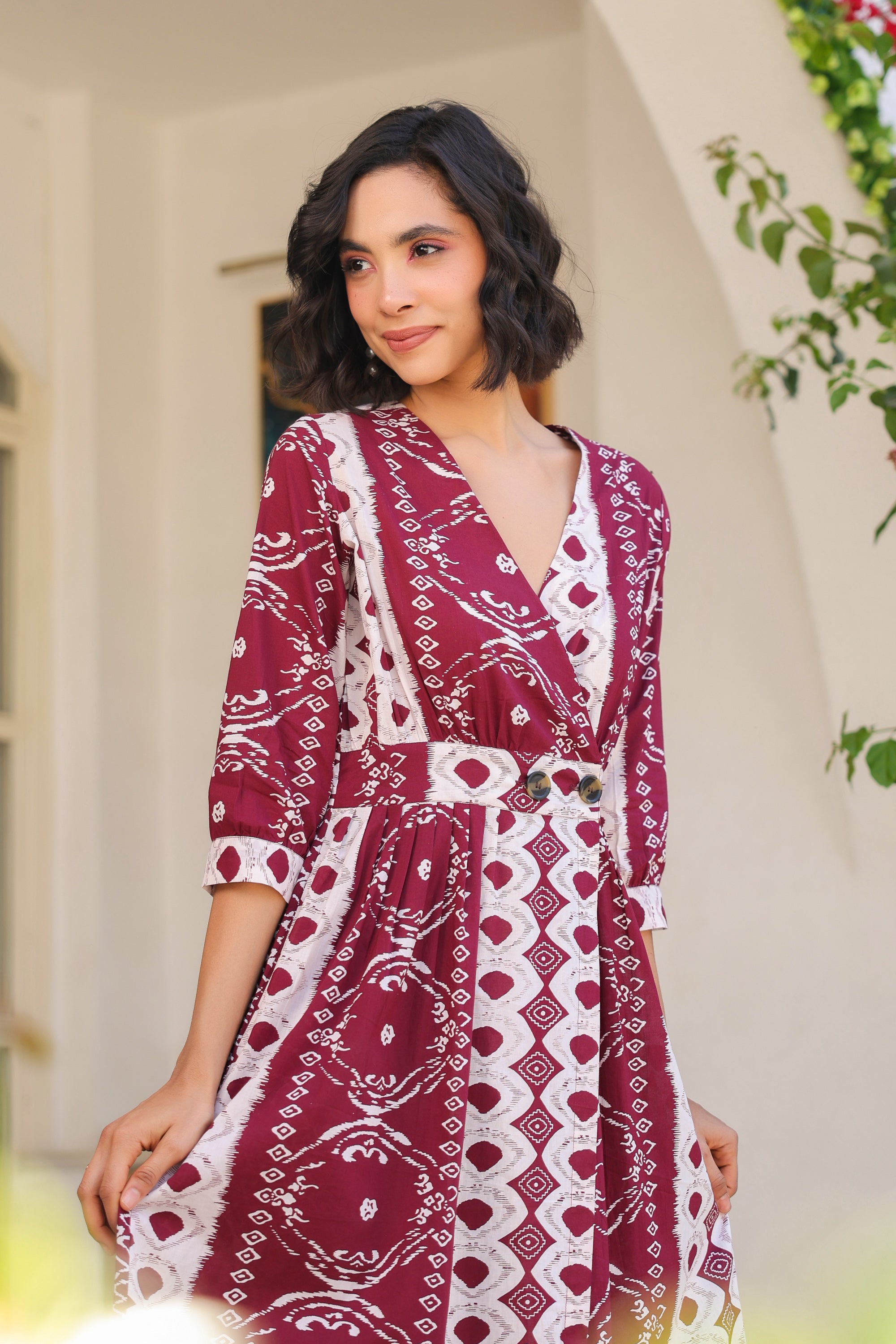 Maroon Vintage Cotton Dress