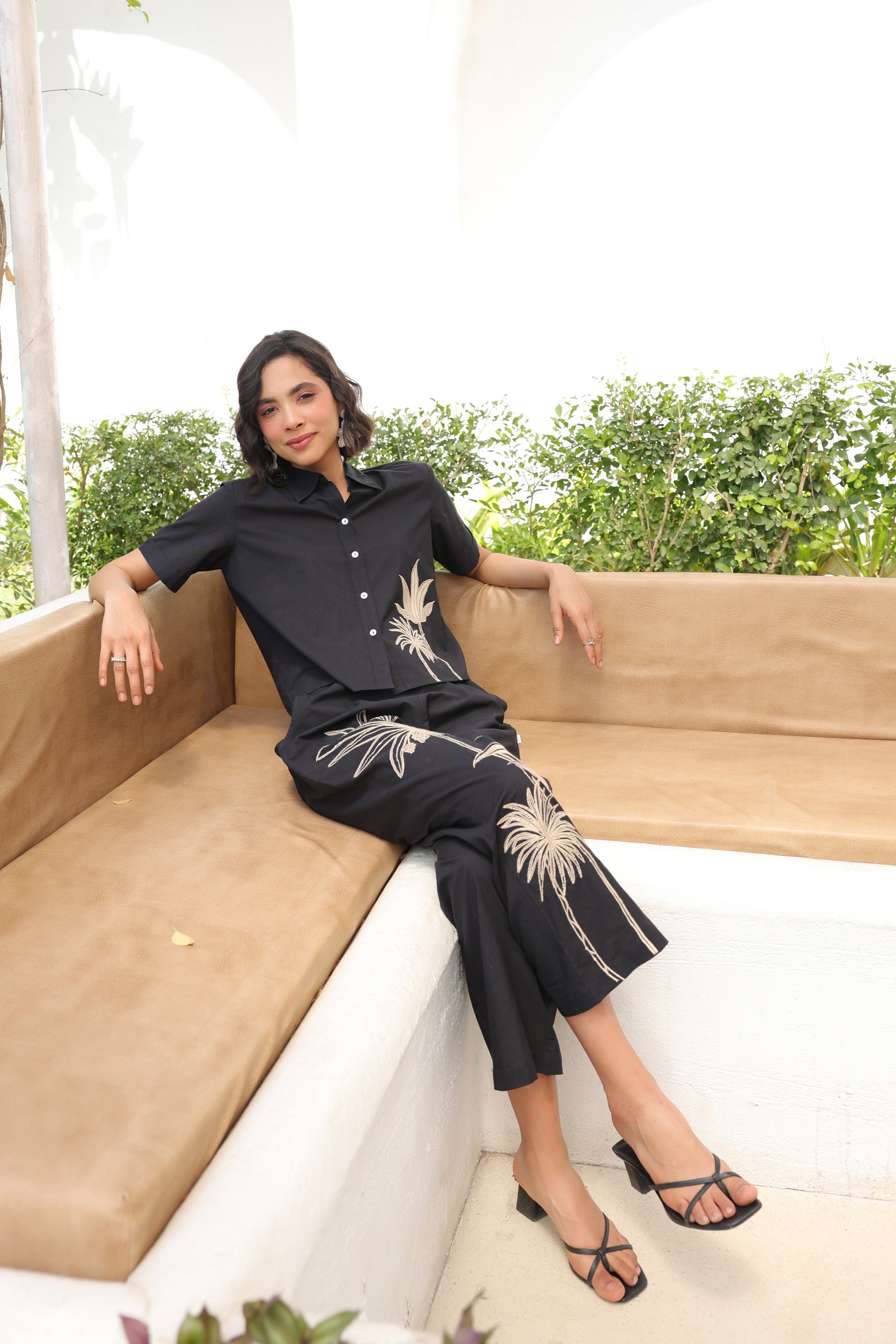 Palm Black Cotton Co-ord Set