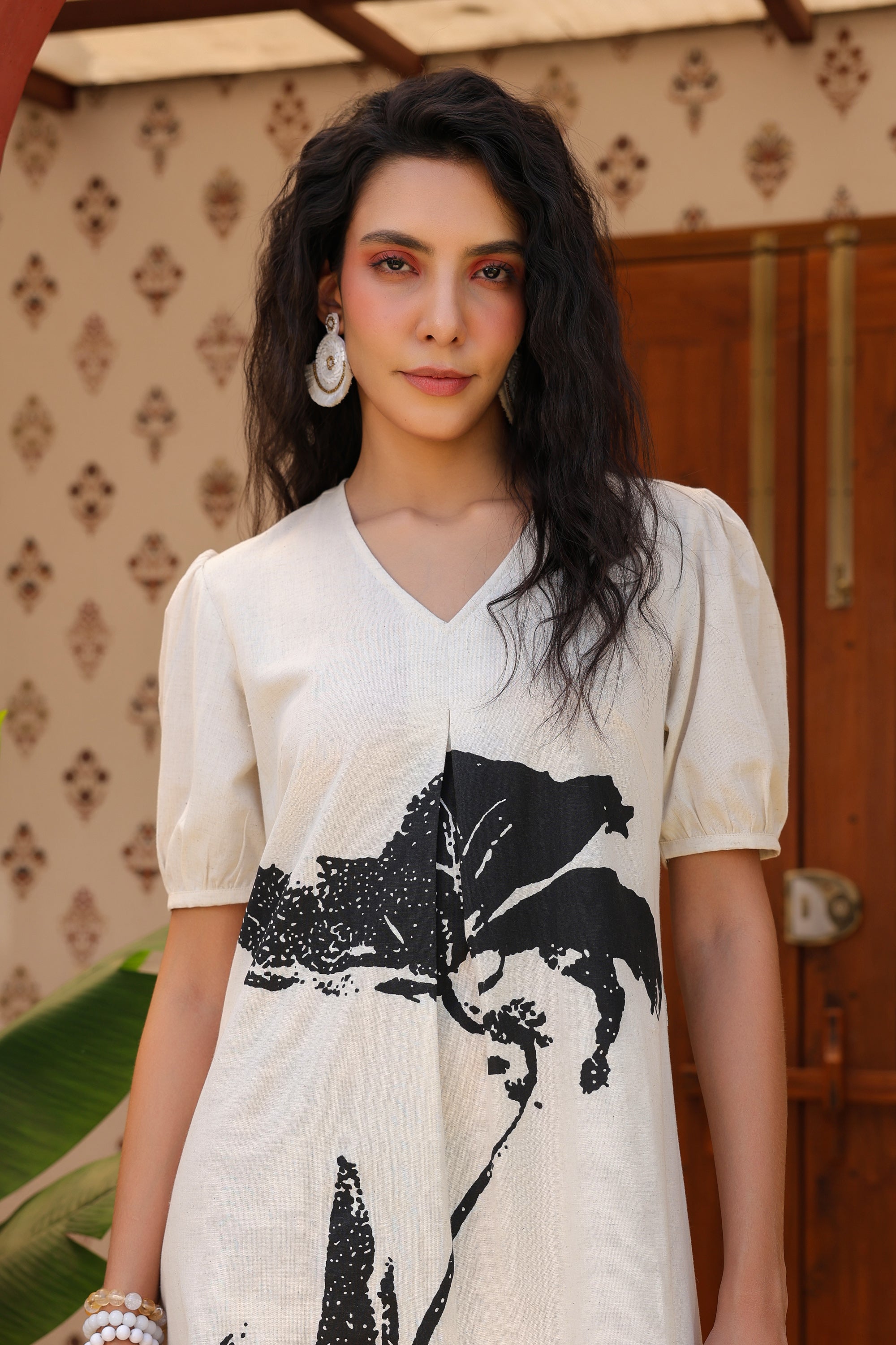 Monochrome Muse Cotton Dress