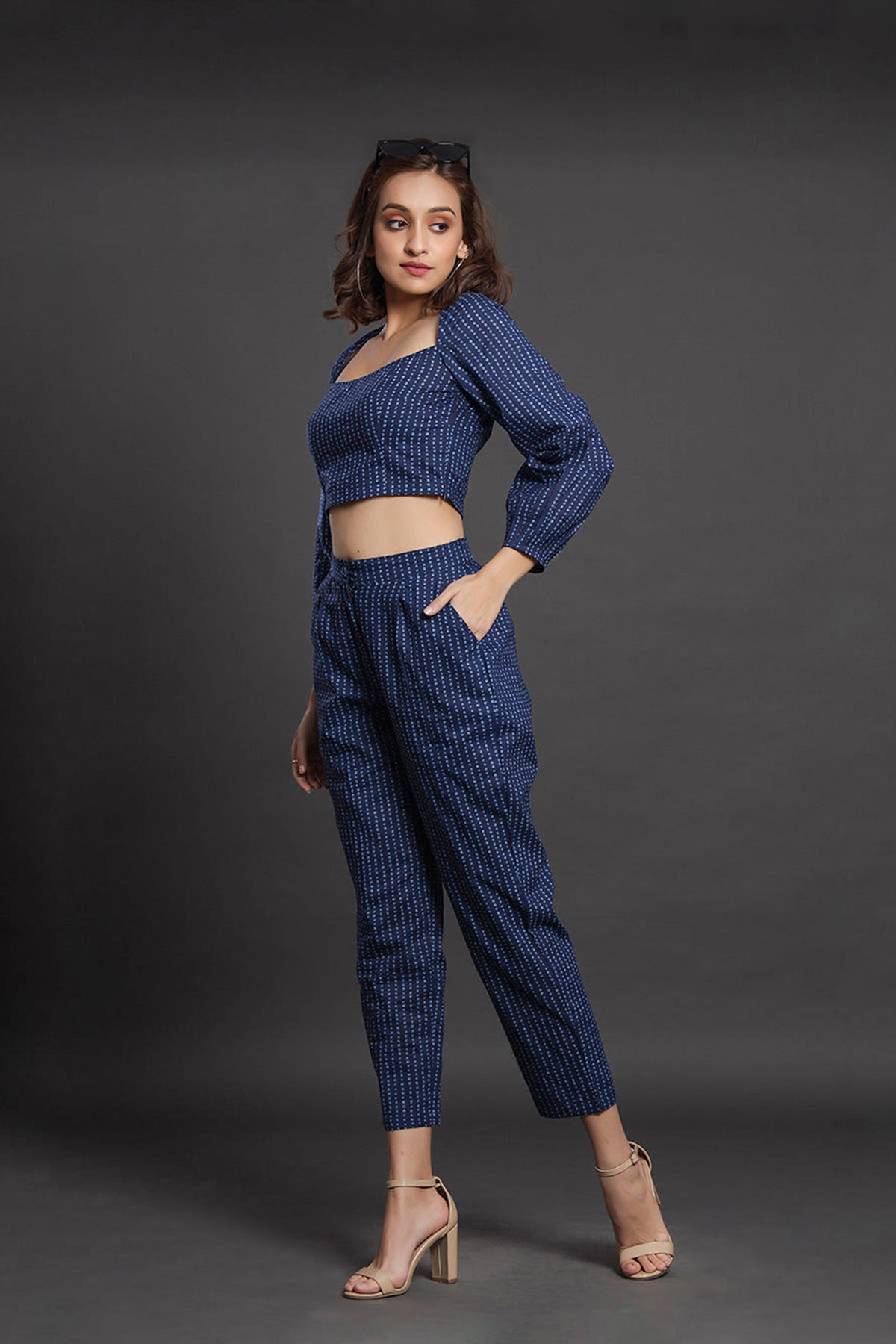 Polka Dots on Blue Cotton Co-ord Set