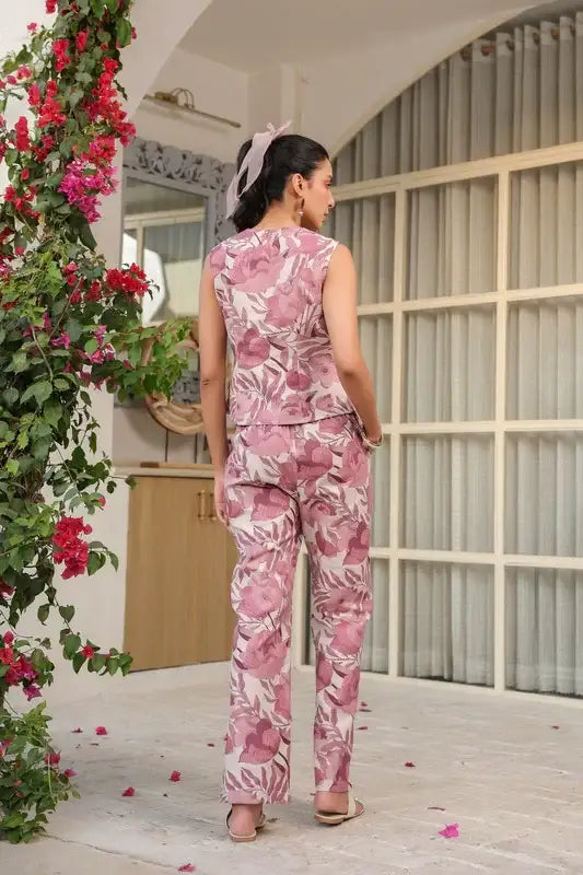 Mauve Garden Grace Cotton Flex Co-ord Set