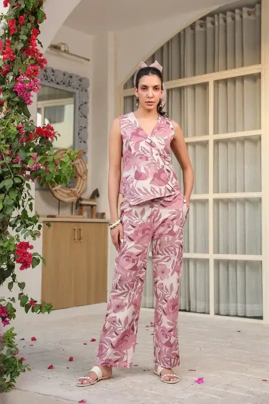 Mauve Garden Grace Cotton Flex Co-ord Set