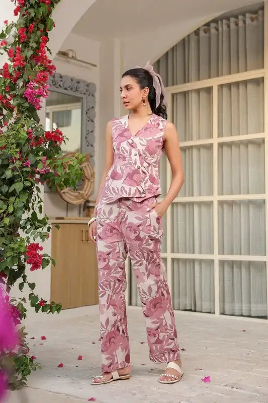 Mauve Garden Grace Cotton Flex Co-ord Set