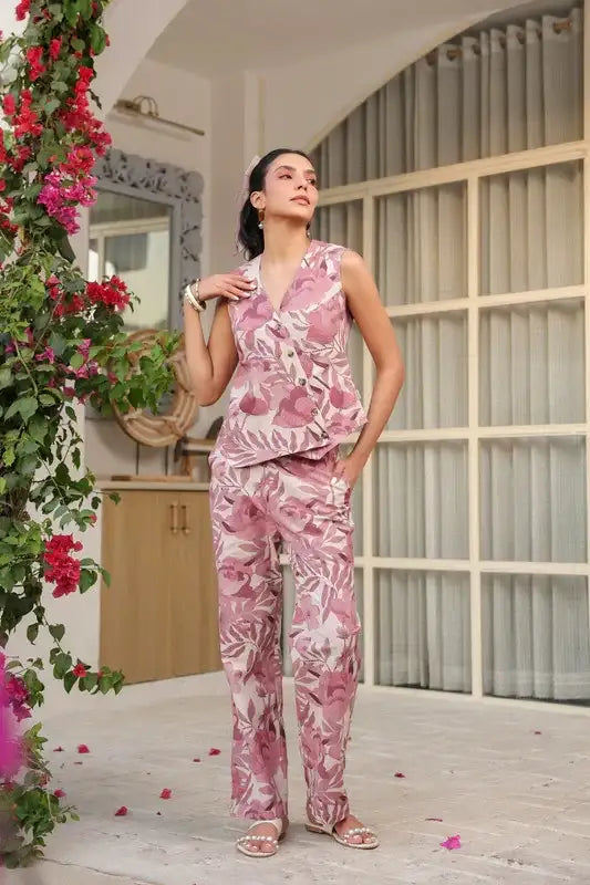 Mauve Garden Grace Cotton Flex Co-ord Set
