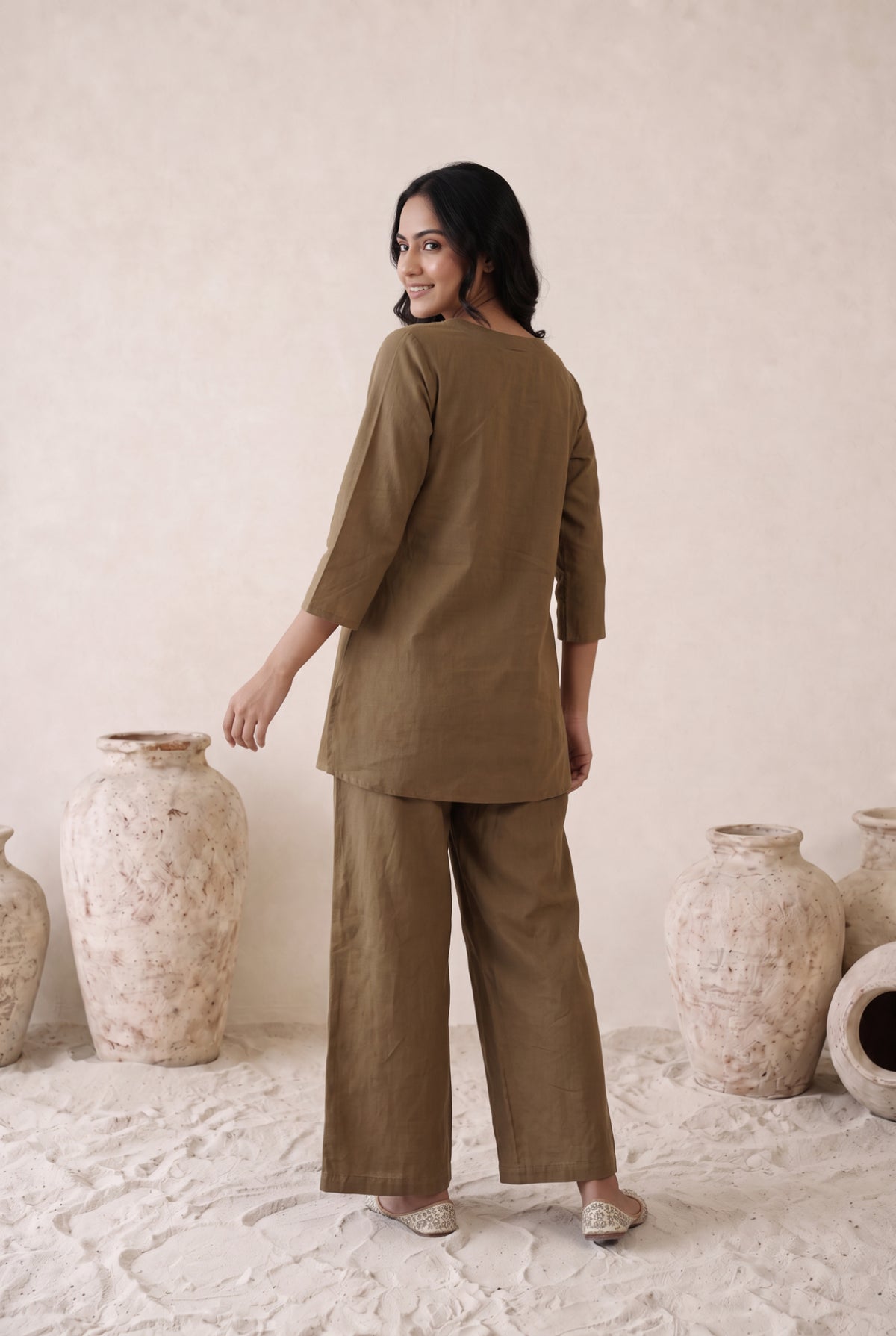Brown Botanical Cotton Flex Co-Ord Set