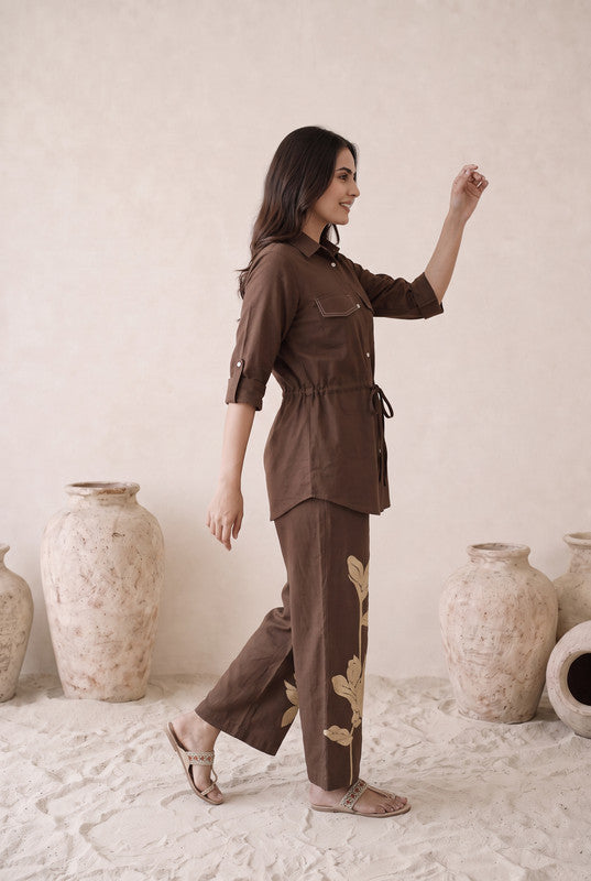 Chocolate Botanical Cotton Flex Co-Ord Set