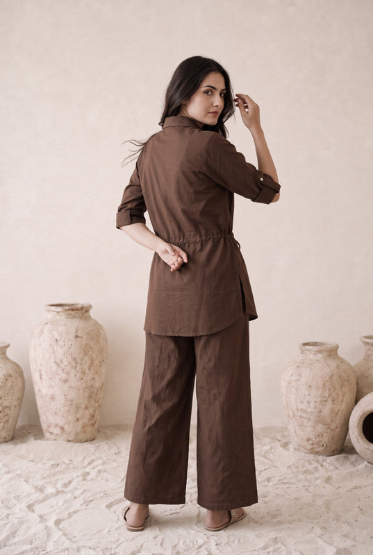 Chocolate Botanical Cotton Flex Co-Ord Set