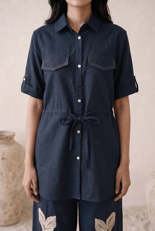 Navy Botanical Cotton Flex Co-Ord Set