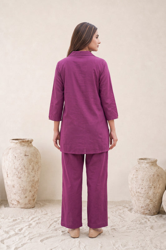 Purple Bloom Cotton Flex Co-Ord Set