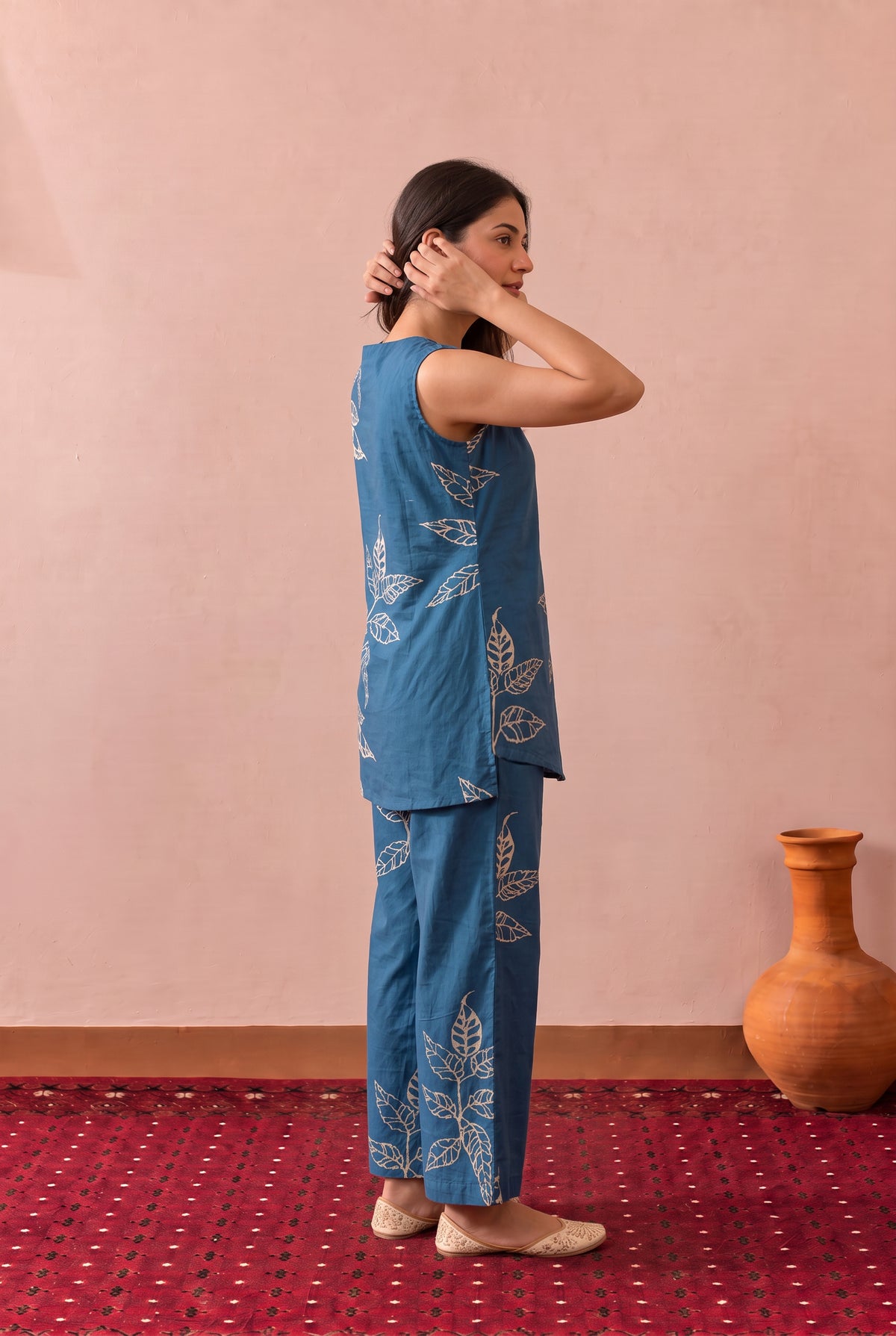 Blue Foliage Printed Cotton Co-ord Set