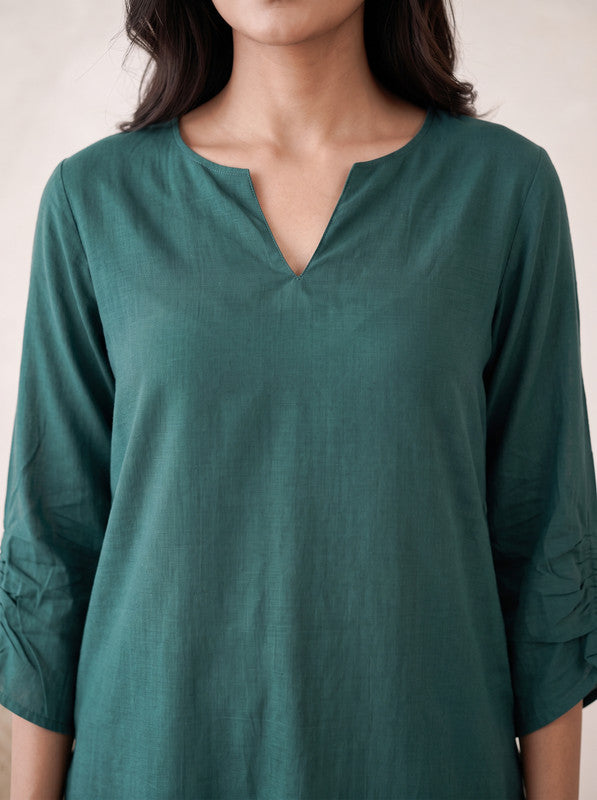 Teal Green Solid Russian silk Co-Ord Set