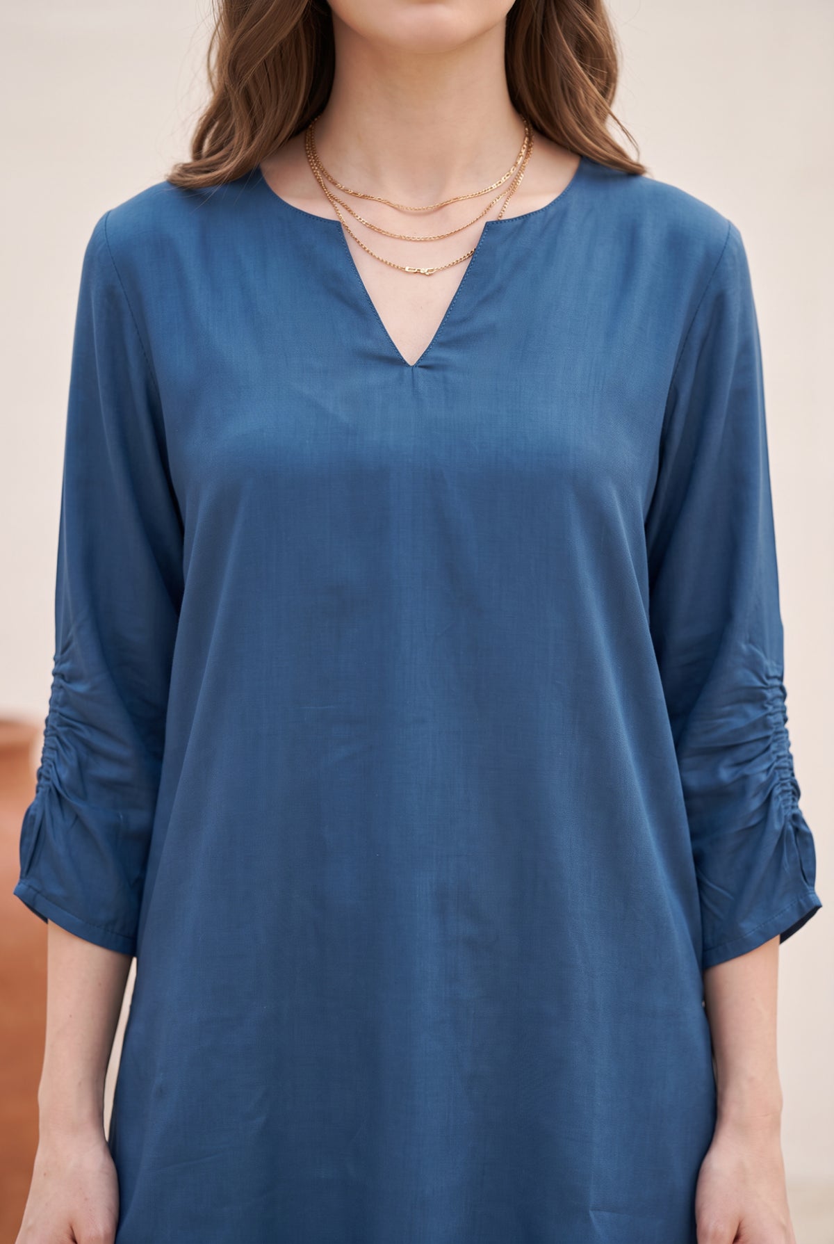 Blue Solid Russian Silk Co-Ord Set