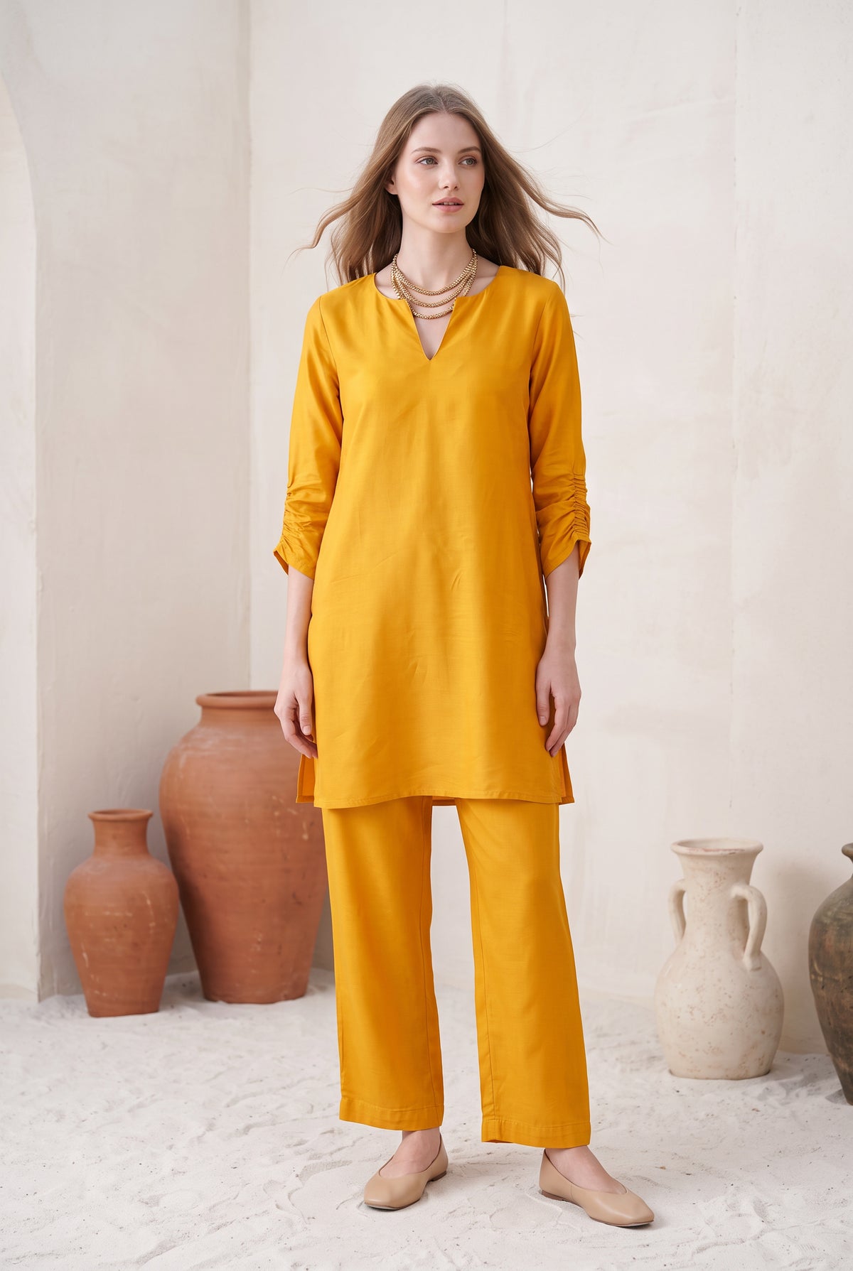 Mustrad Solid Russian Silk Co-Ord Set