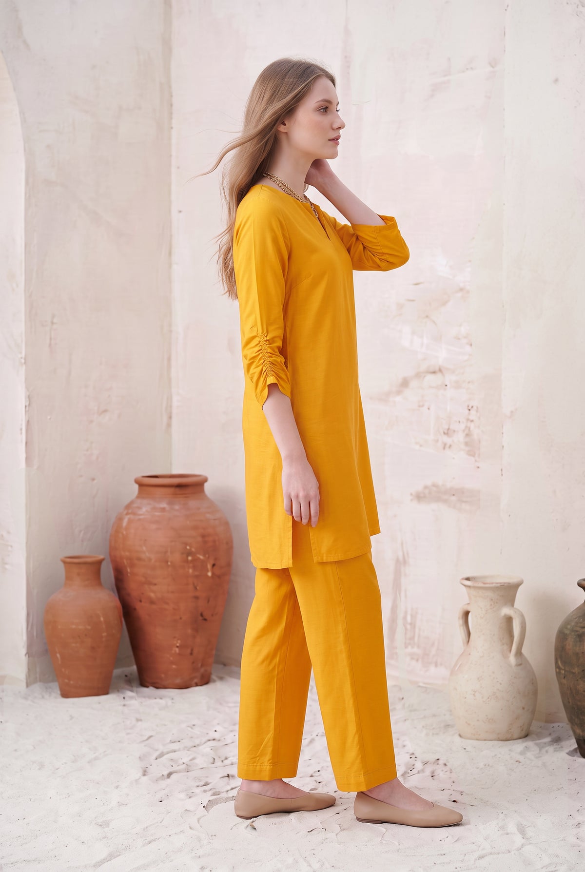 Mustrad Solid Russian Silk Co-Ord Set