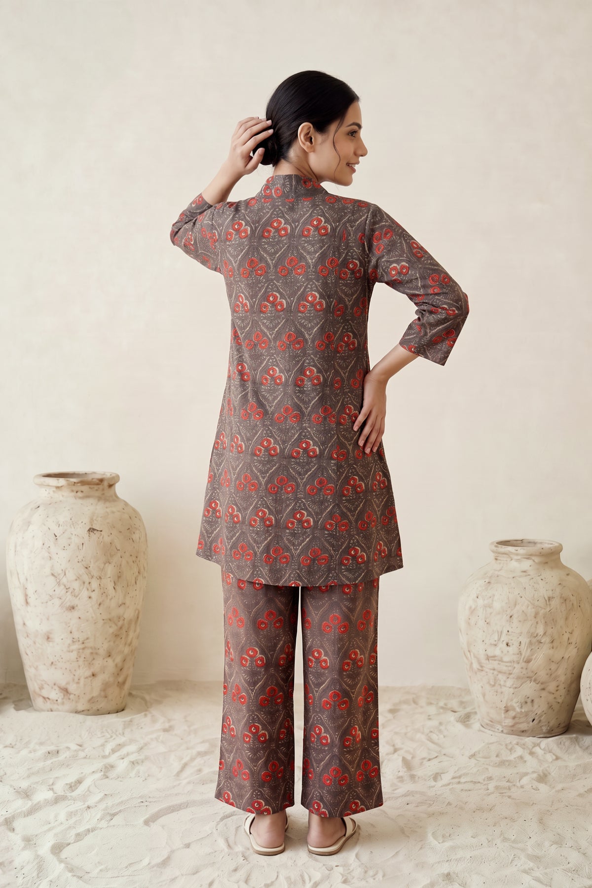 Ajrakh Print Front Pleat Cotton Co-ord Set
