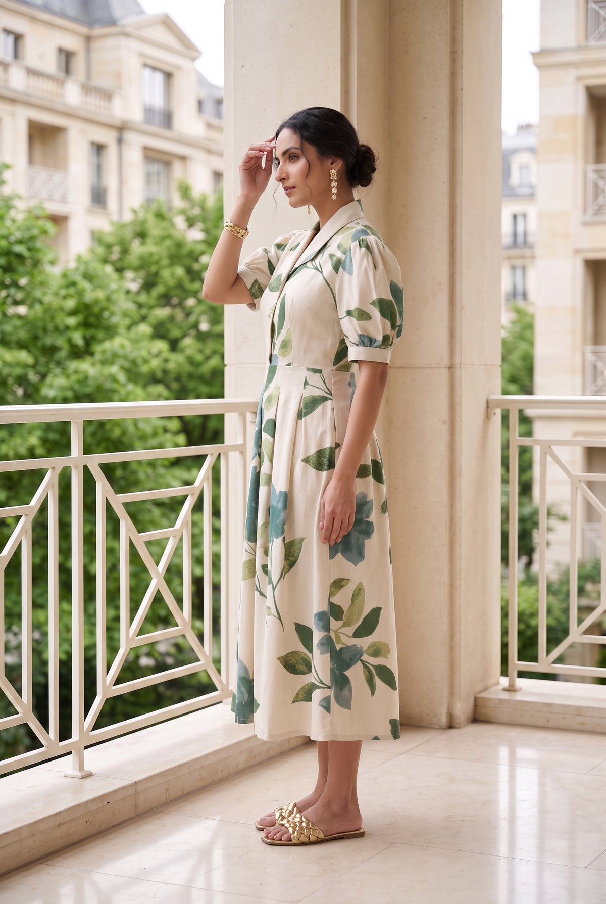 Verdant Leaf Cotton Flex Dress