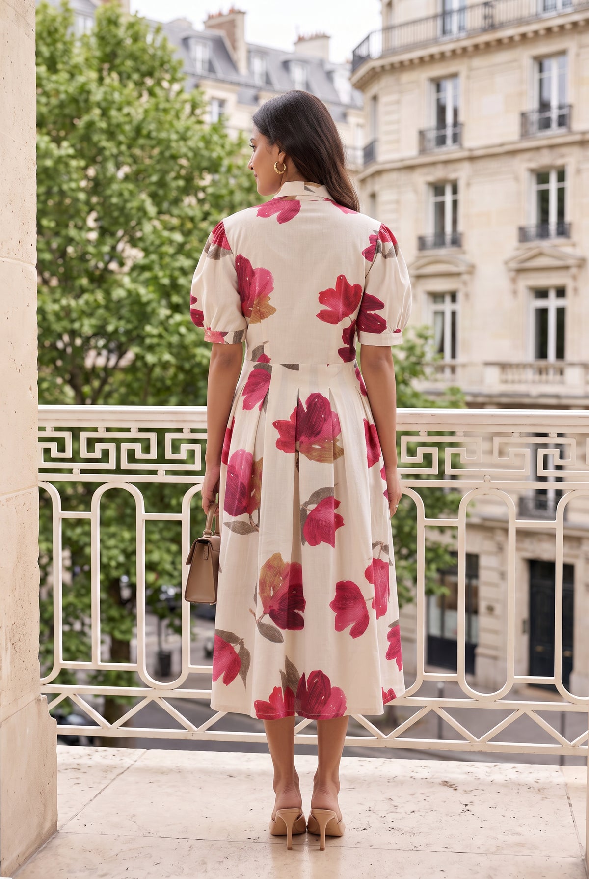 Crimson Magnolia Cotton Flex Dress