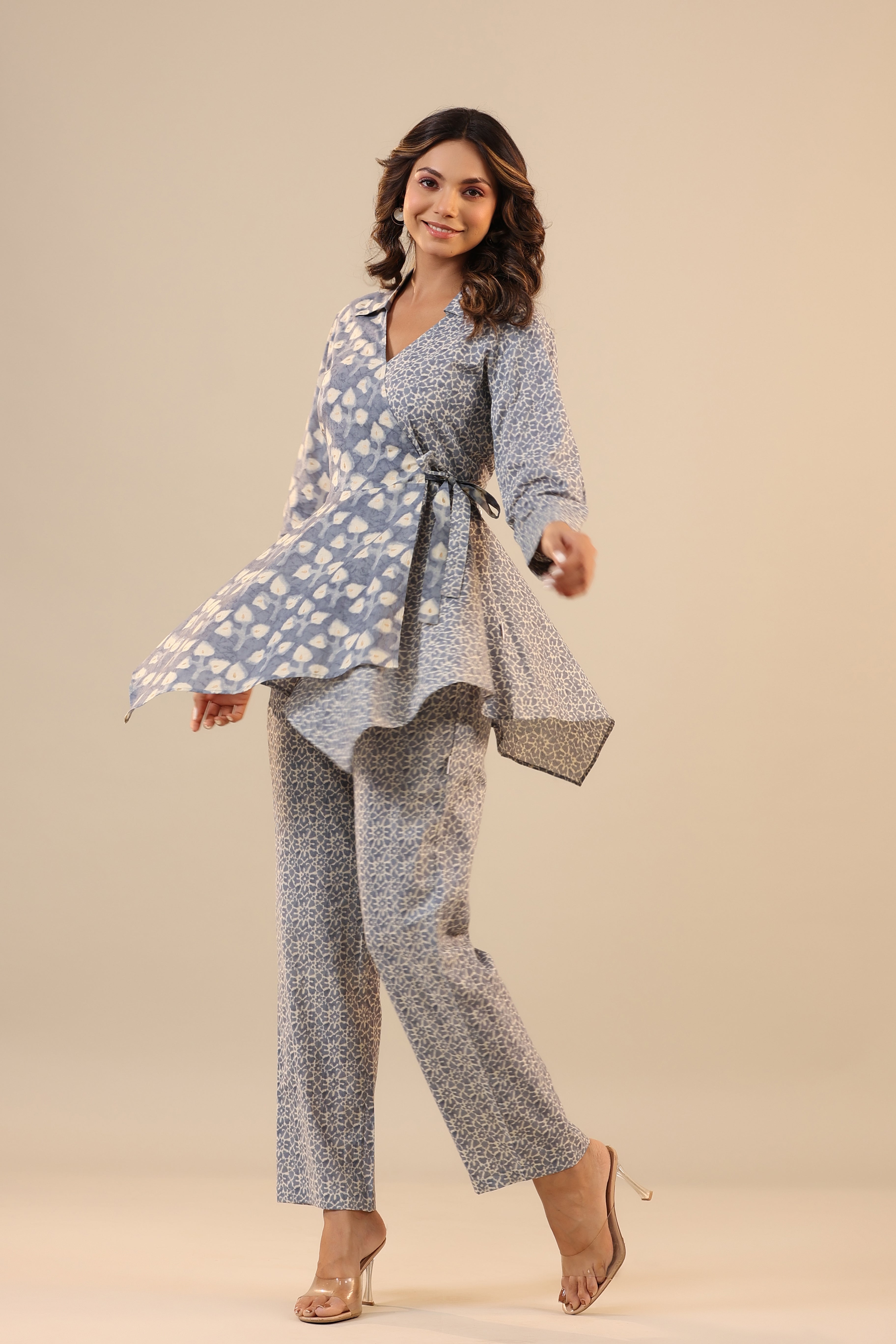 Grey Batik Knot Pure Cotton Co-ord Set
