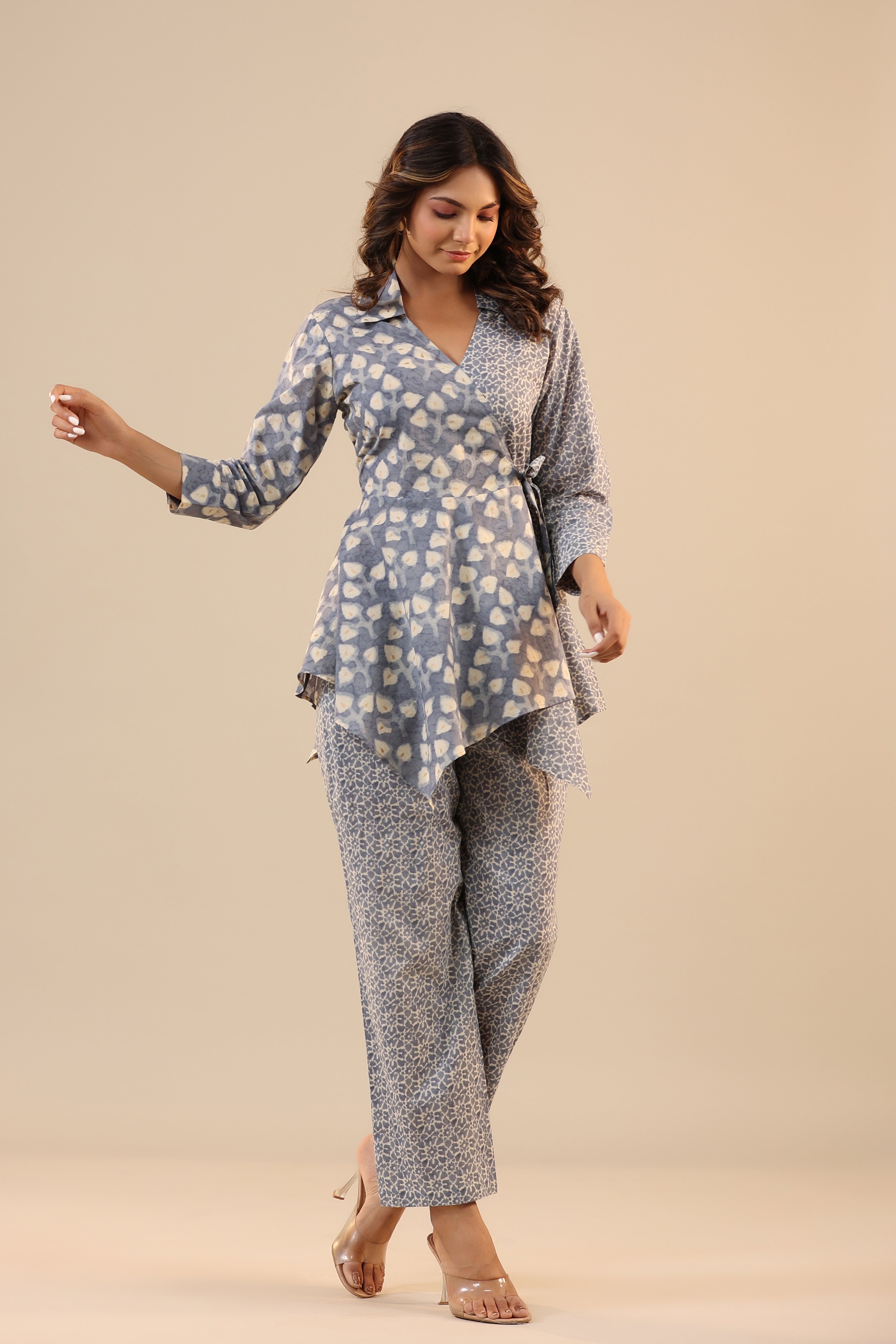 Grey Batik Knot Pure Cotton Co-ord Set