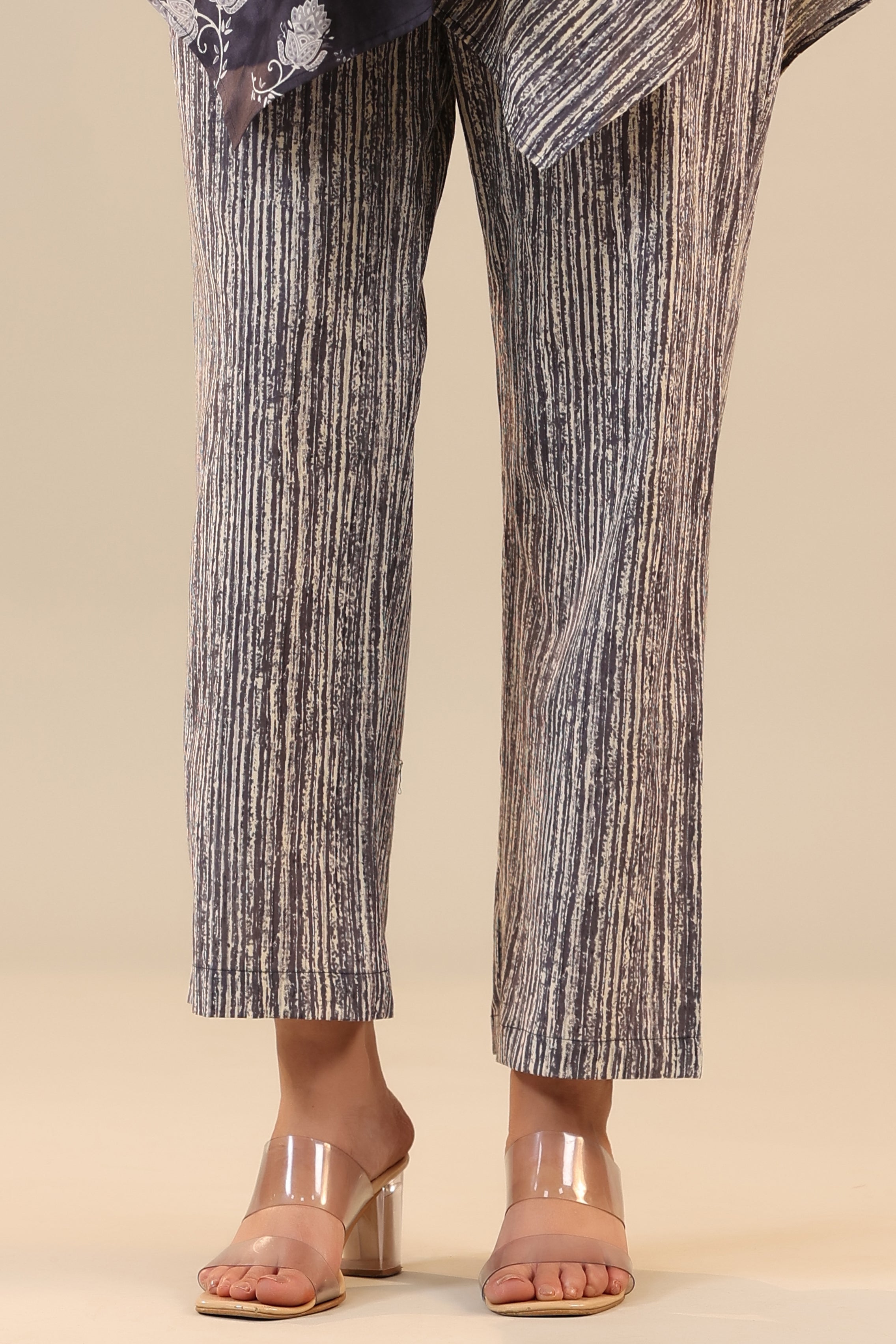 Grey Batik with Stripes on Knot Cotton Co-ord Set