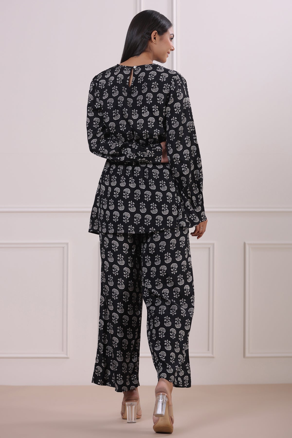 Dice Black Russian Silk Co-ord Set