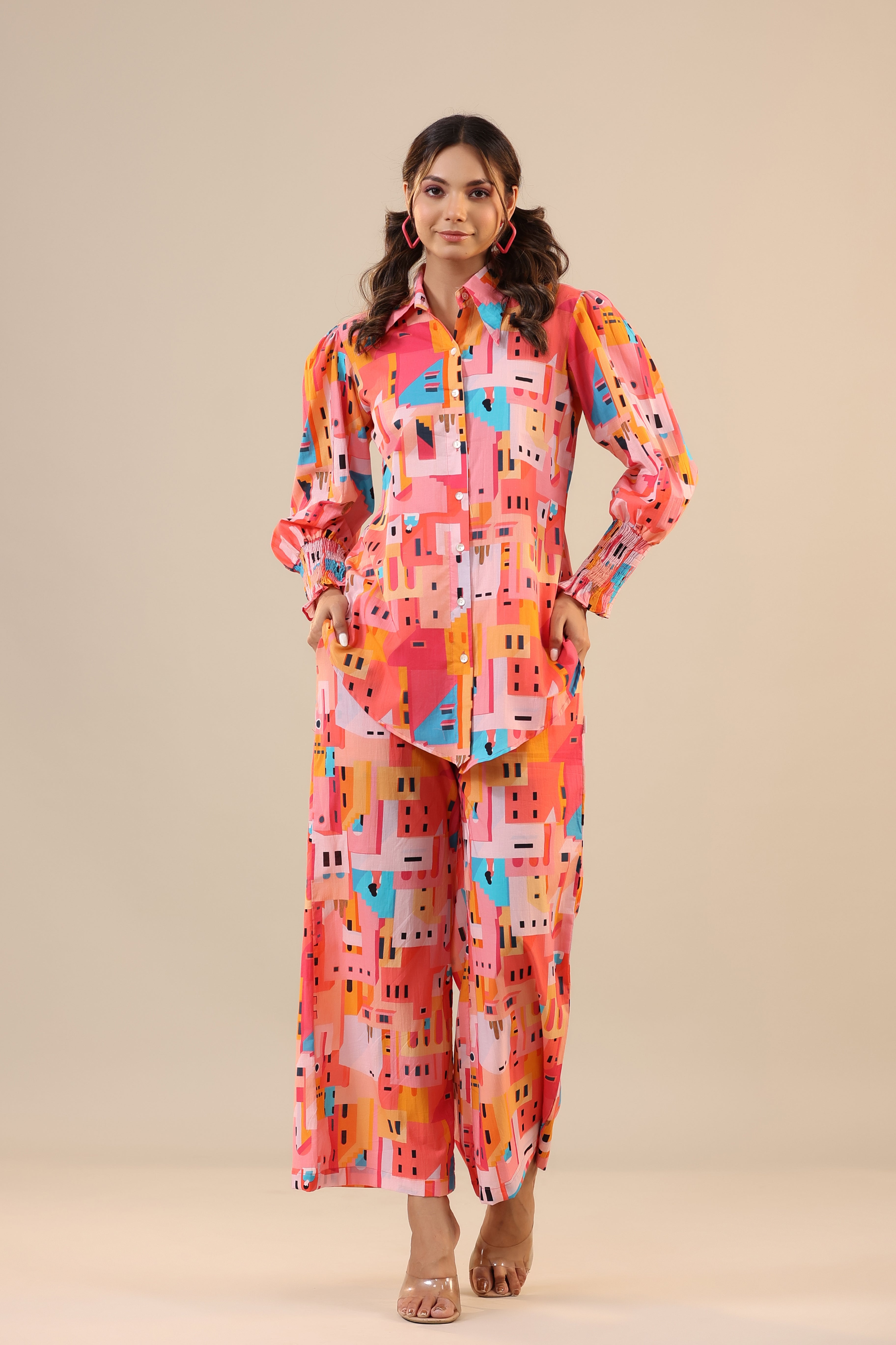 Shanghai on Cotton Collared Co-ord Set