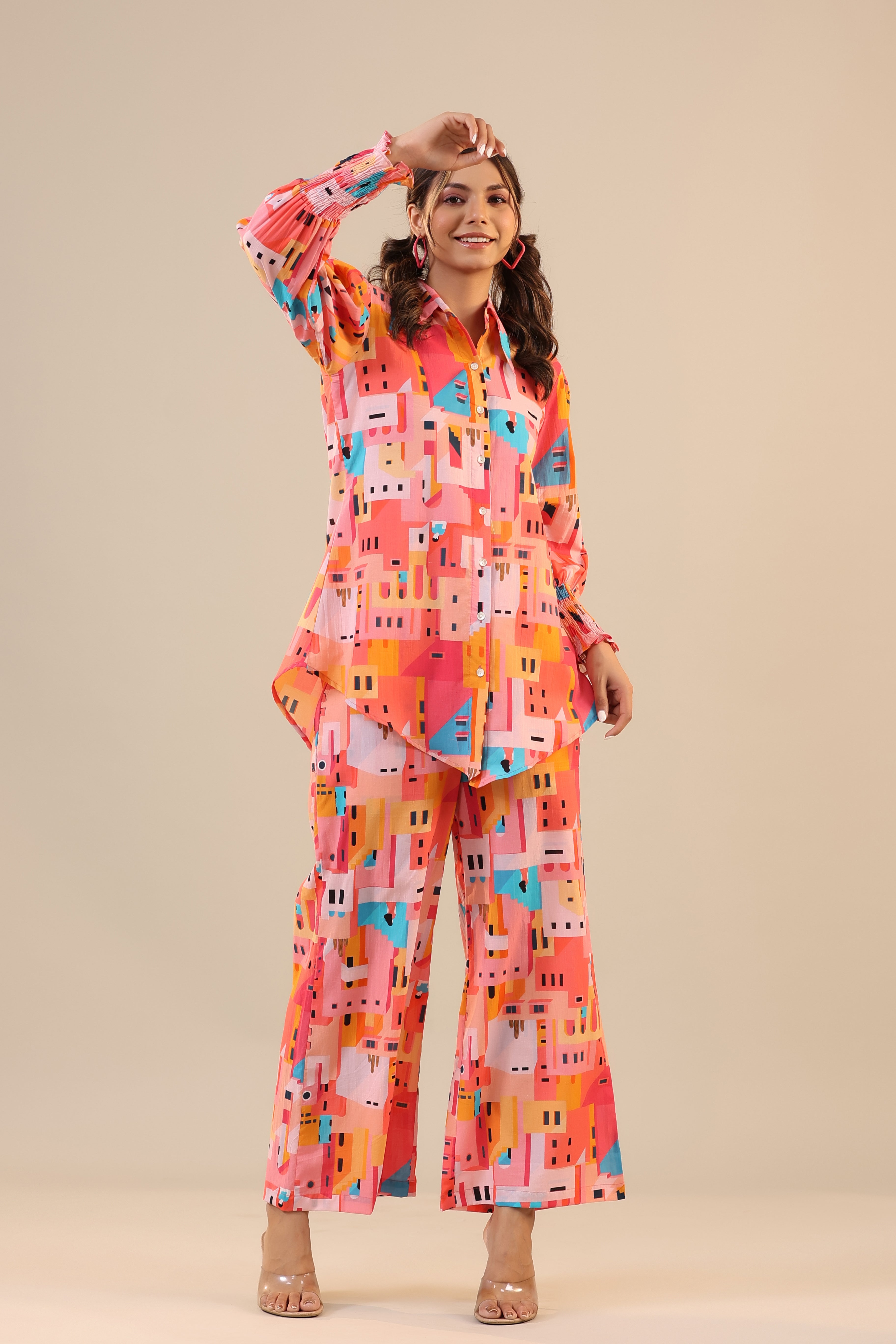Shanghai on Cotton Collared Co-ord Set