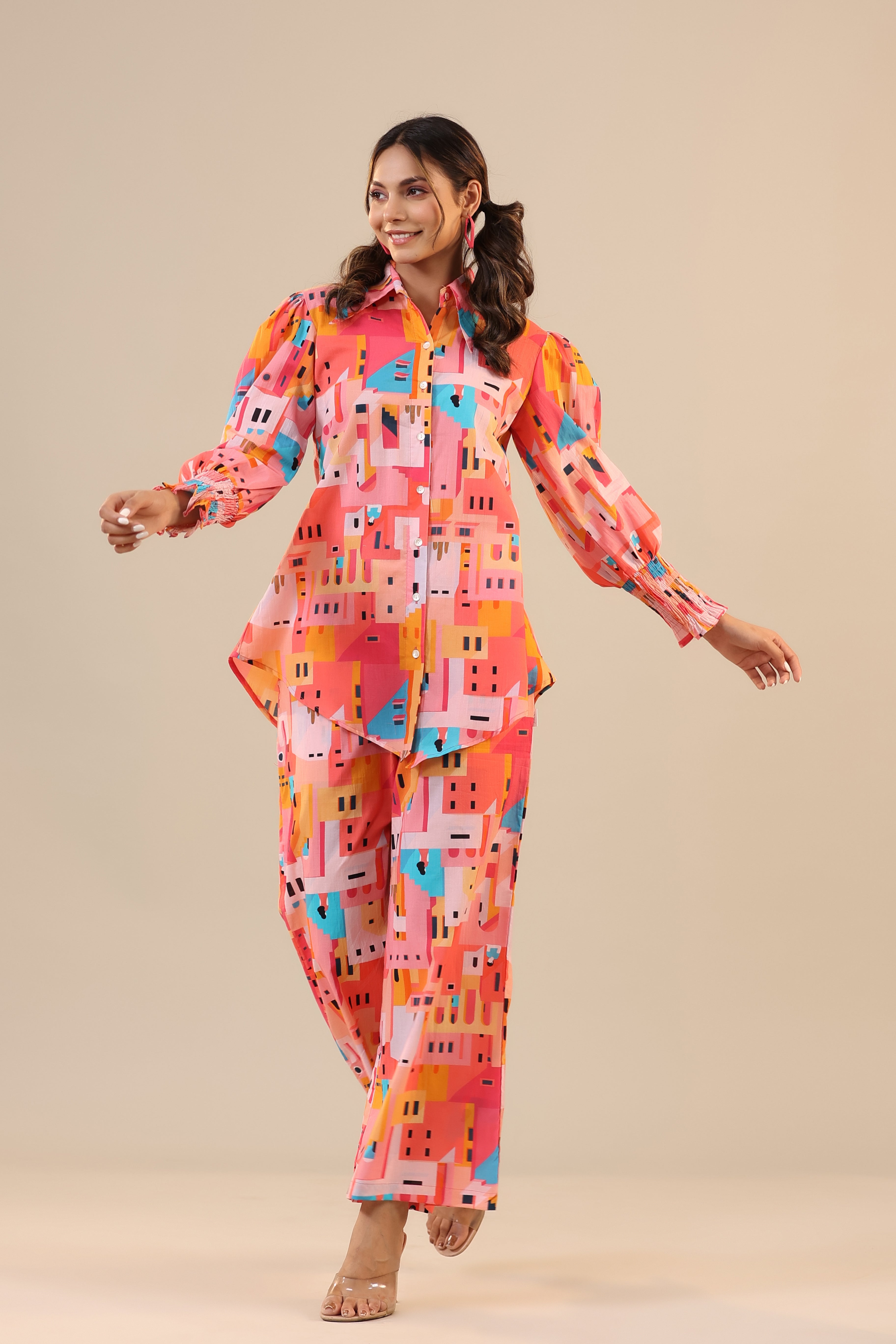 Shanghai on Cotton Collared Co-ord Set