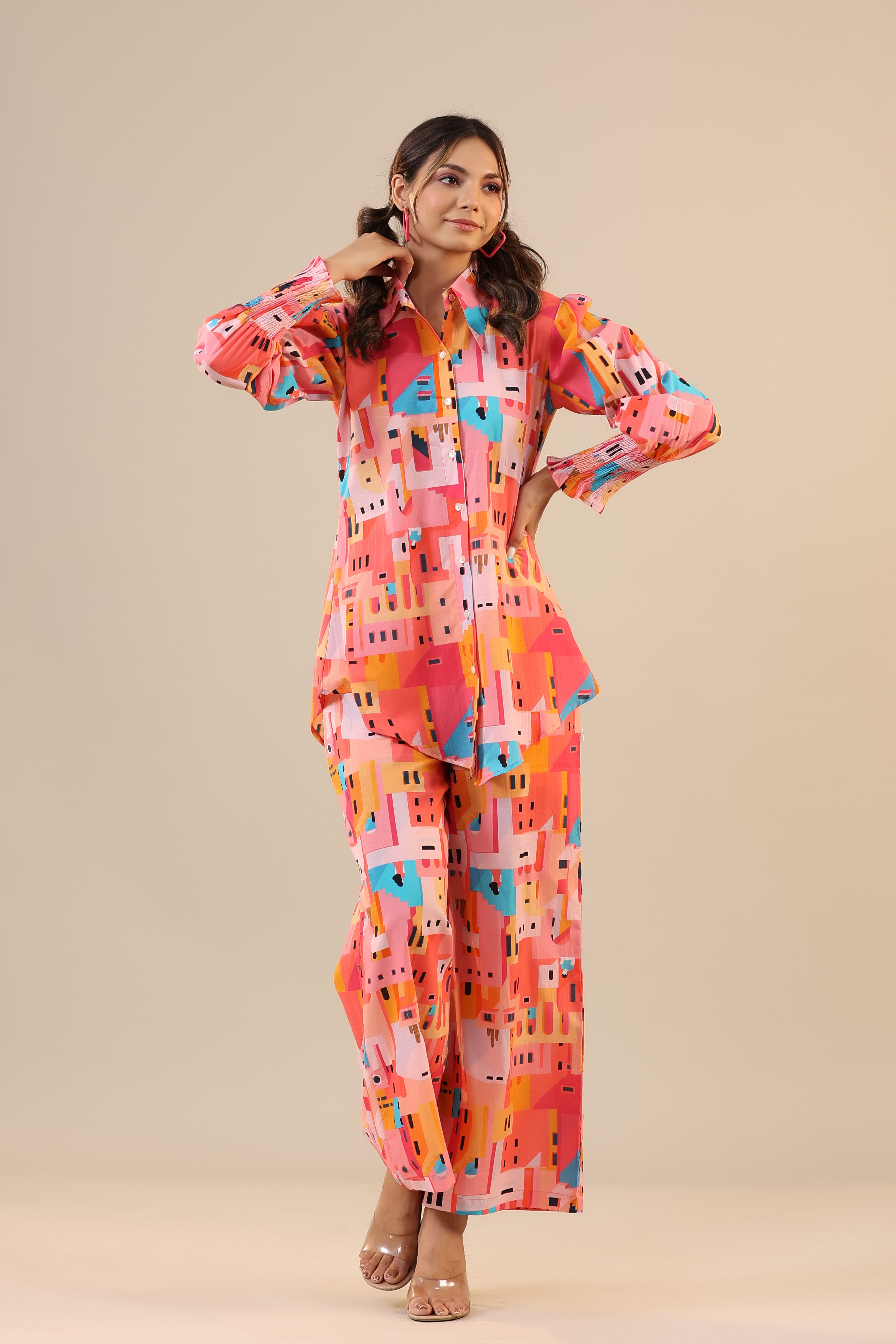 Shanghai on Cotton Collared Co-ord Set