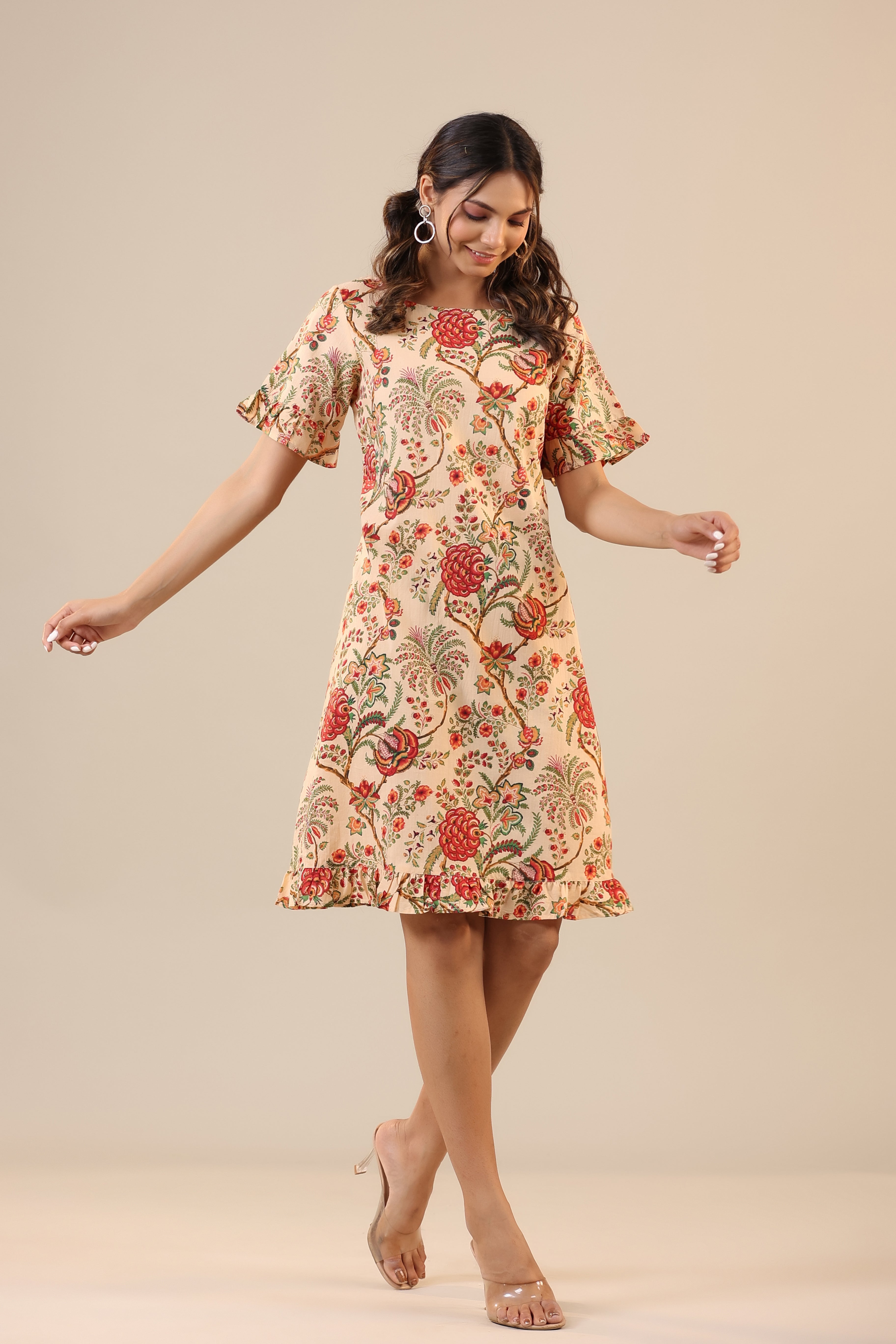 Dahlia Jaal on Beige Cotton T shirt Dress