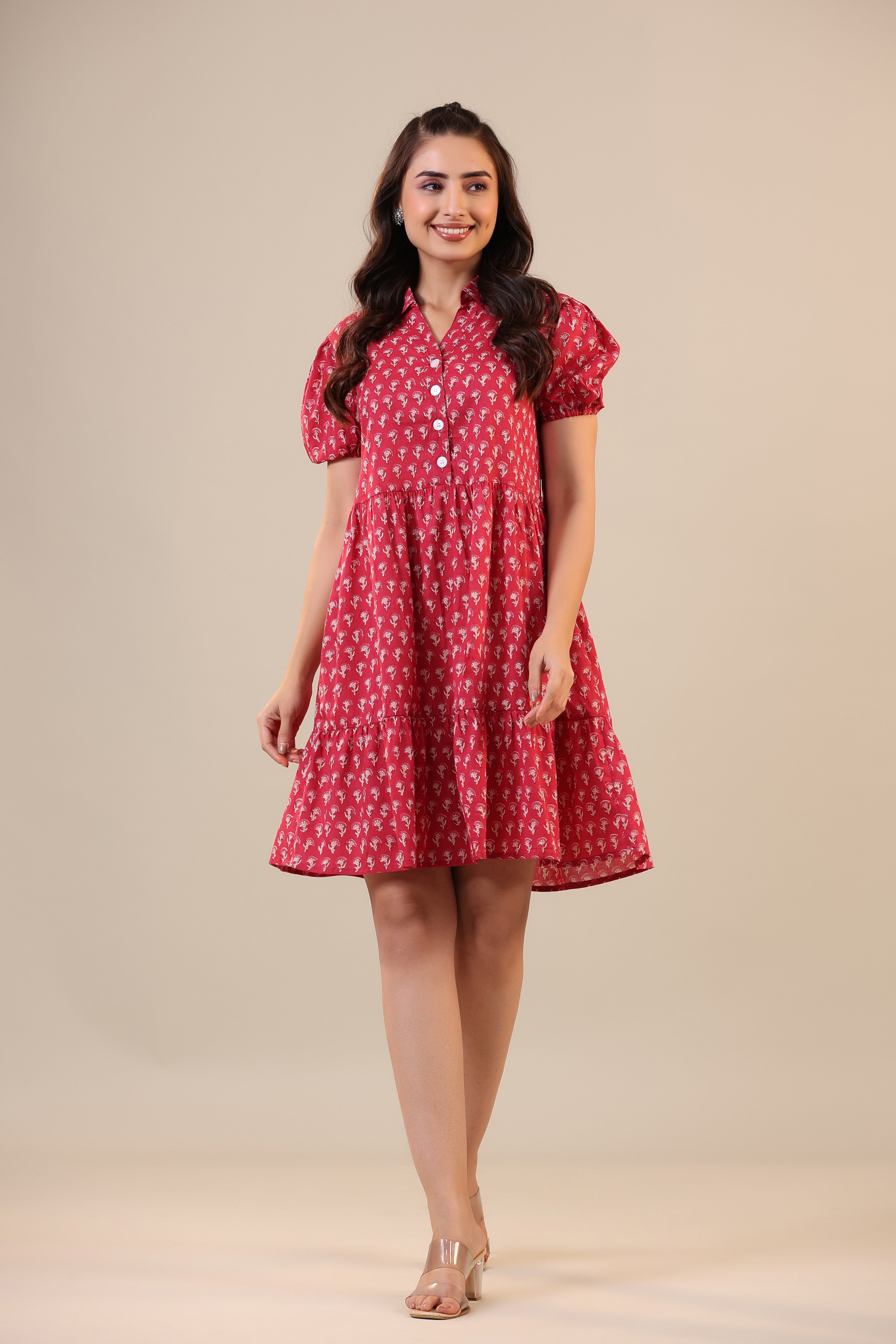Booti on Pink Collared Cotton T-shirt dress