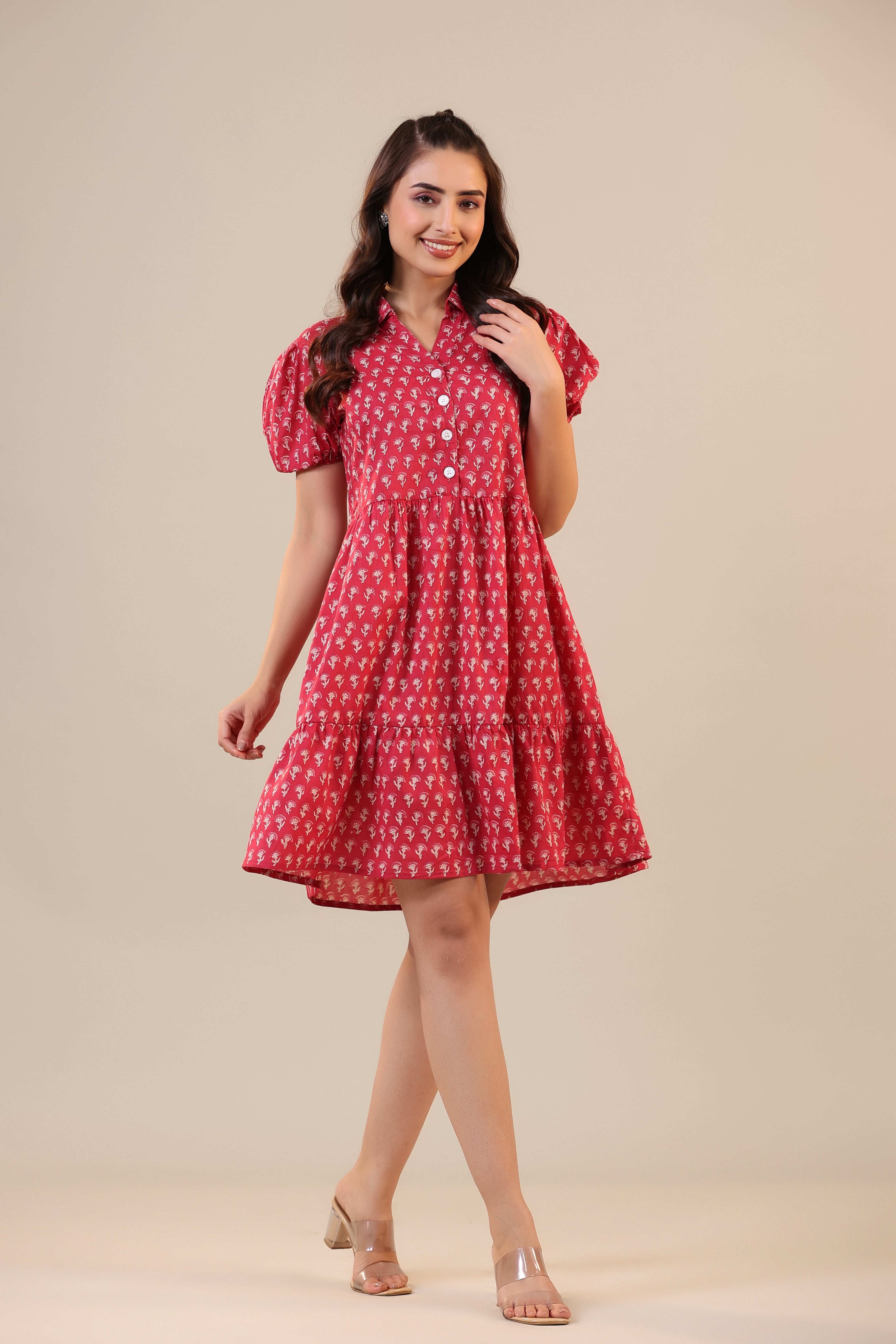 Booti on Pink Collared Cotton T-shirt dress