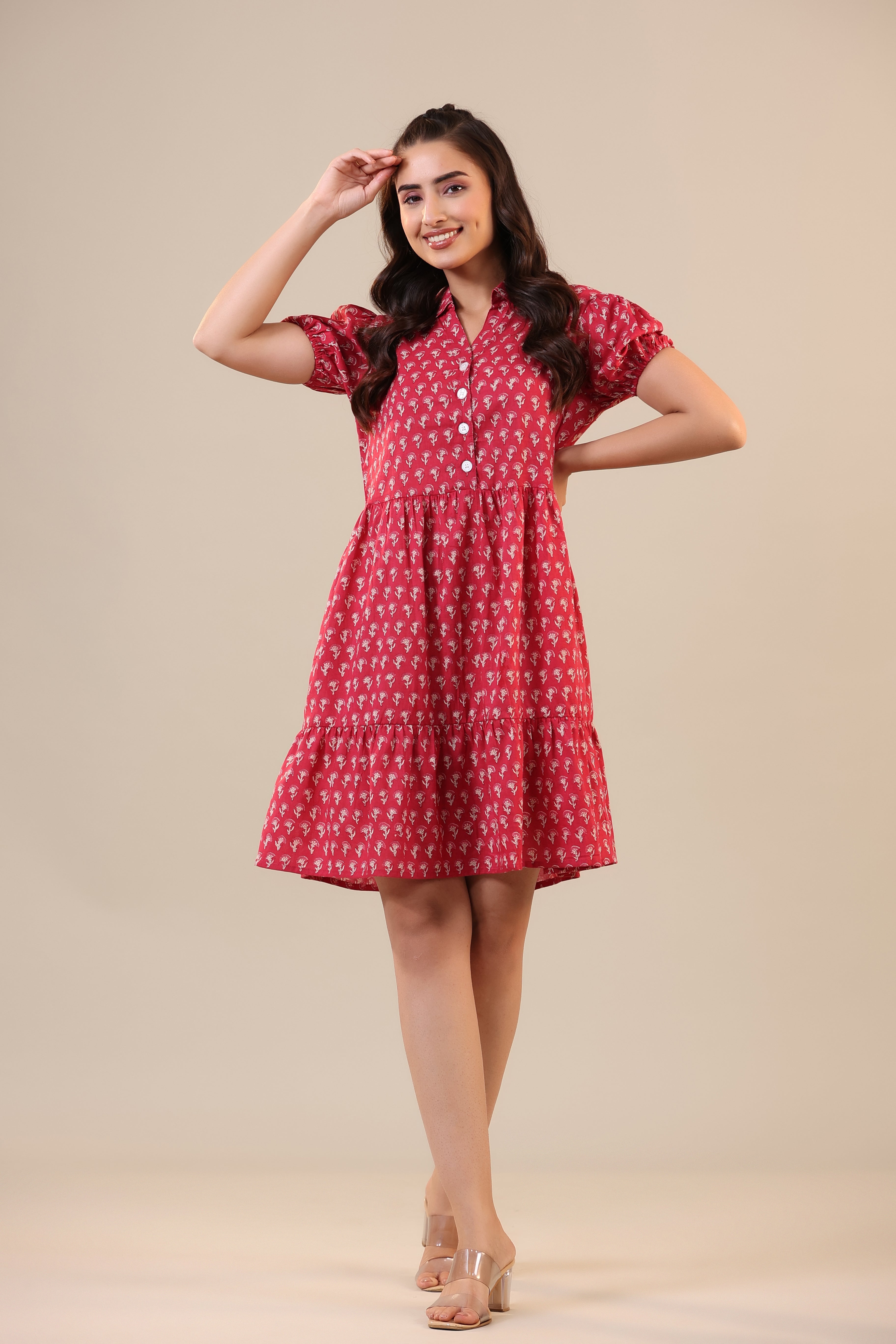 Booti on Pink Collared Cotton T-shirt dress