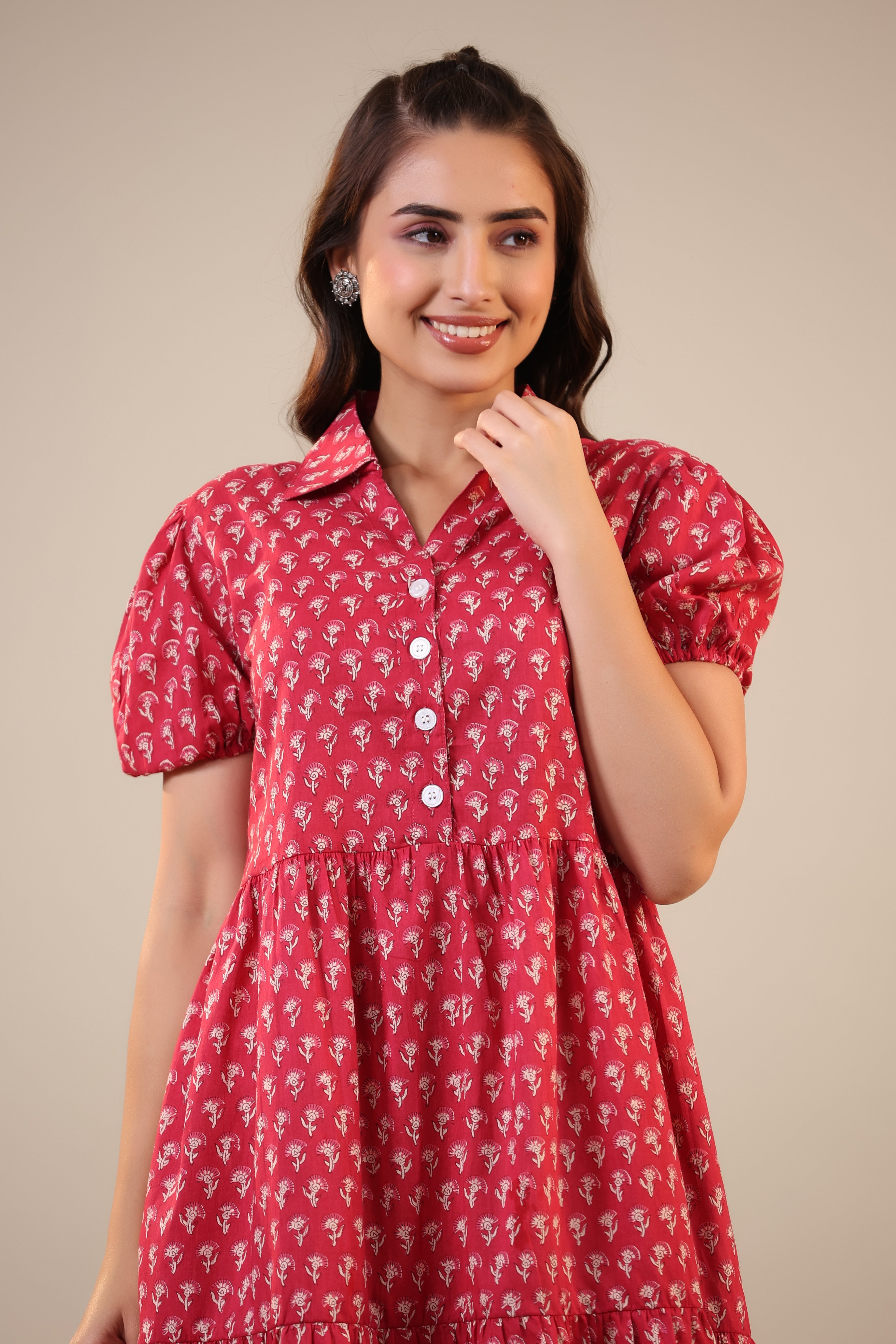 Booti on Pink Collared Cotton T-shirt dress
