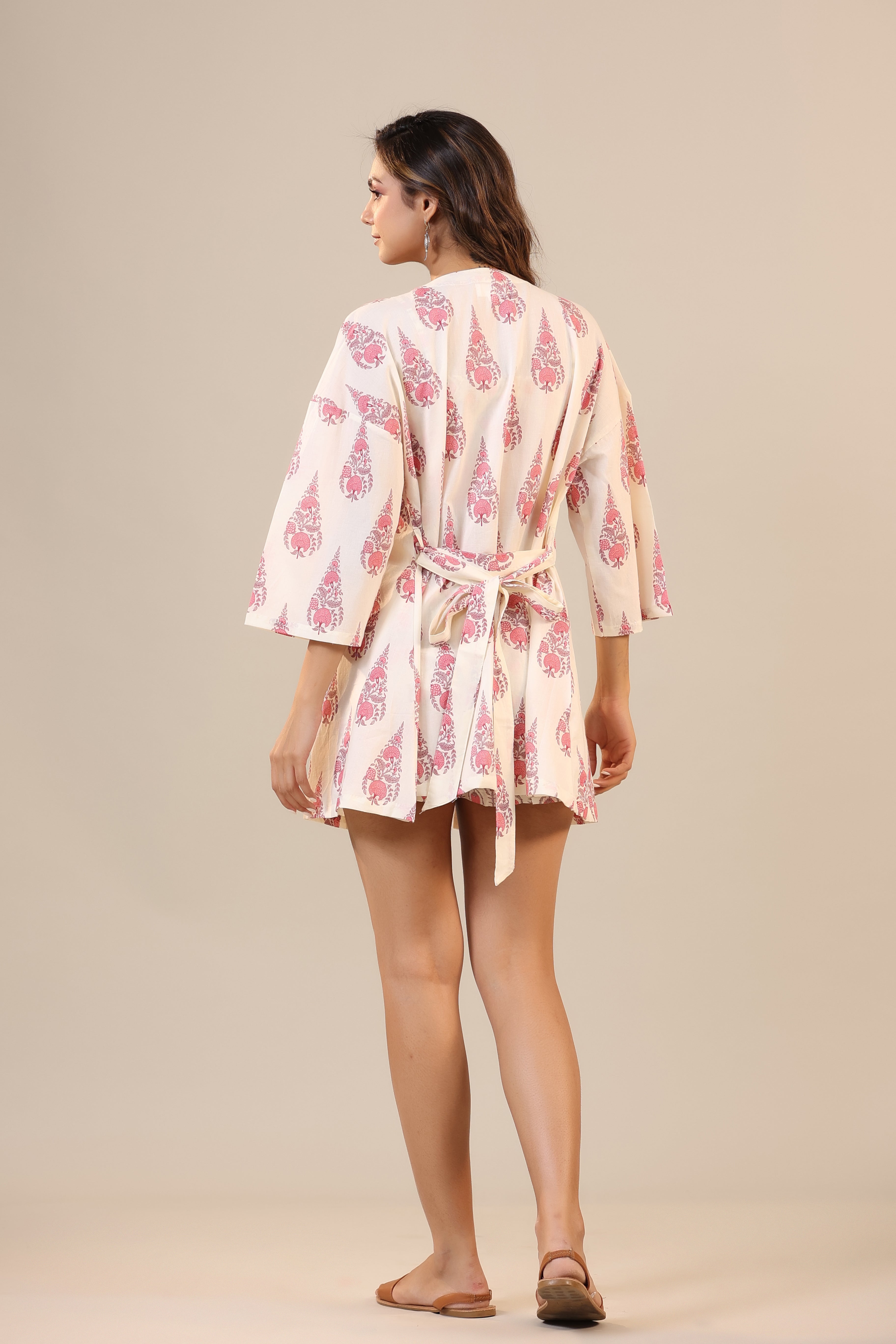 Traditional Motifs Cotton on Crop Three Piece Shorts Set