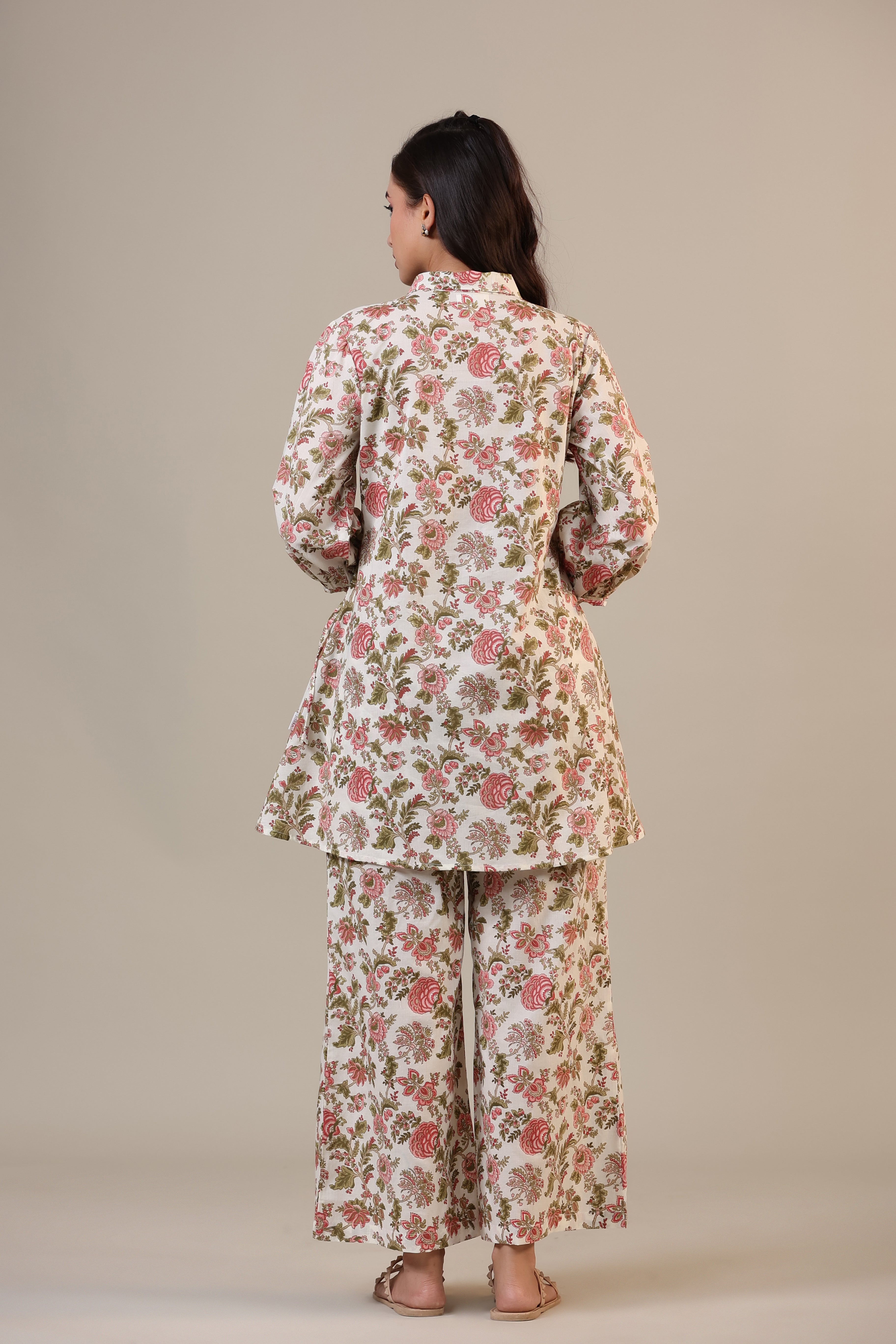 Vintage Jaal on Off white Cotton Collared Co-ord Set