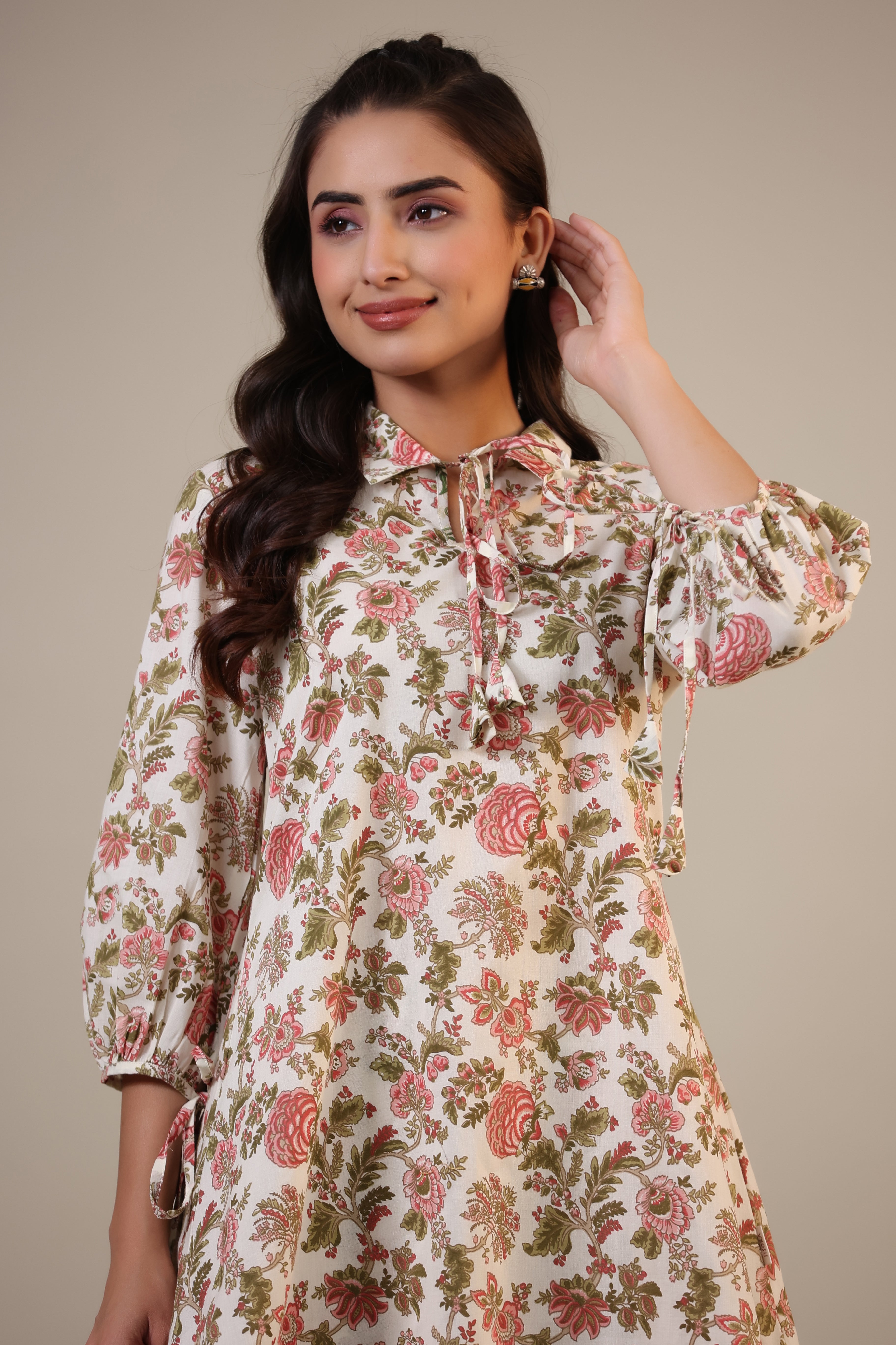 Vintage Jaal on Off white Cotton Collared Co-ord Set