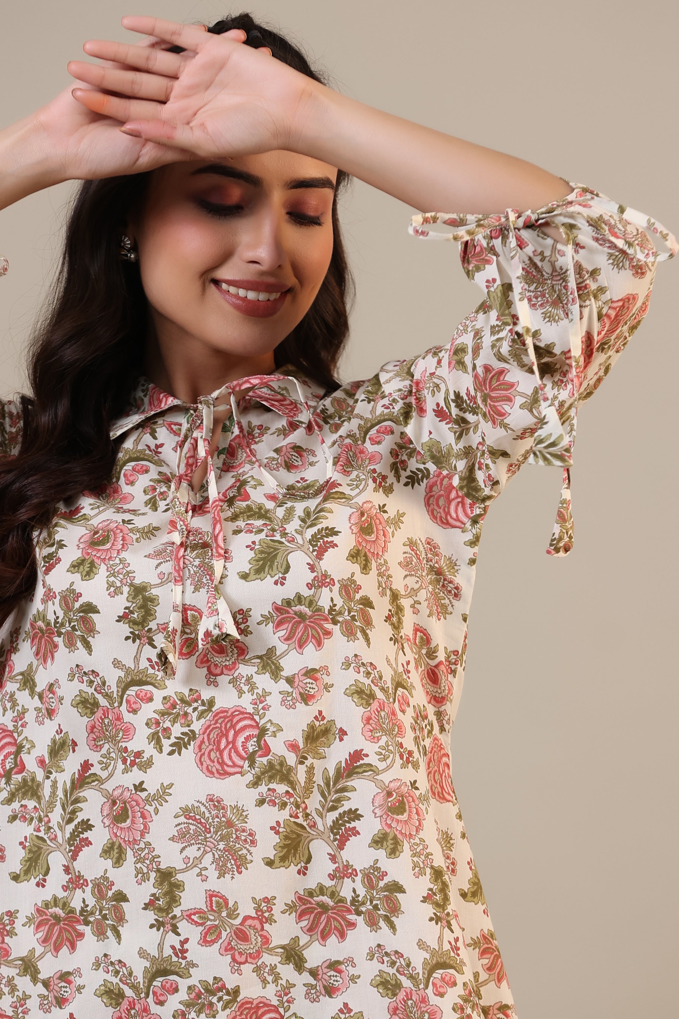 Vintage Jaal on Off white Cotton Collared Co-ord Set
