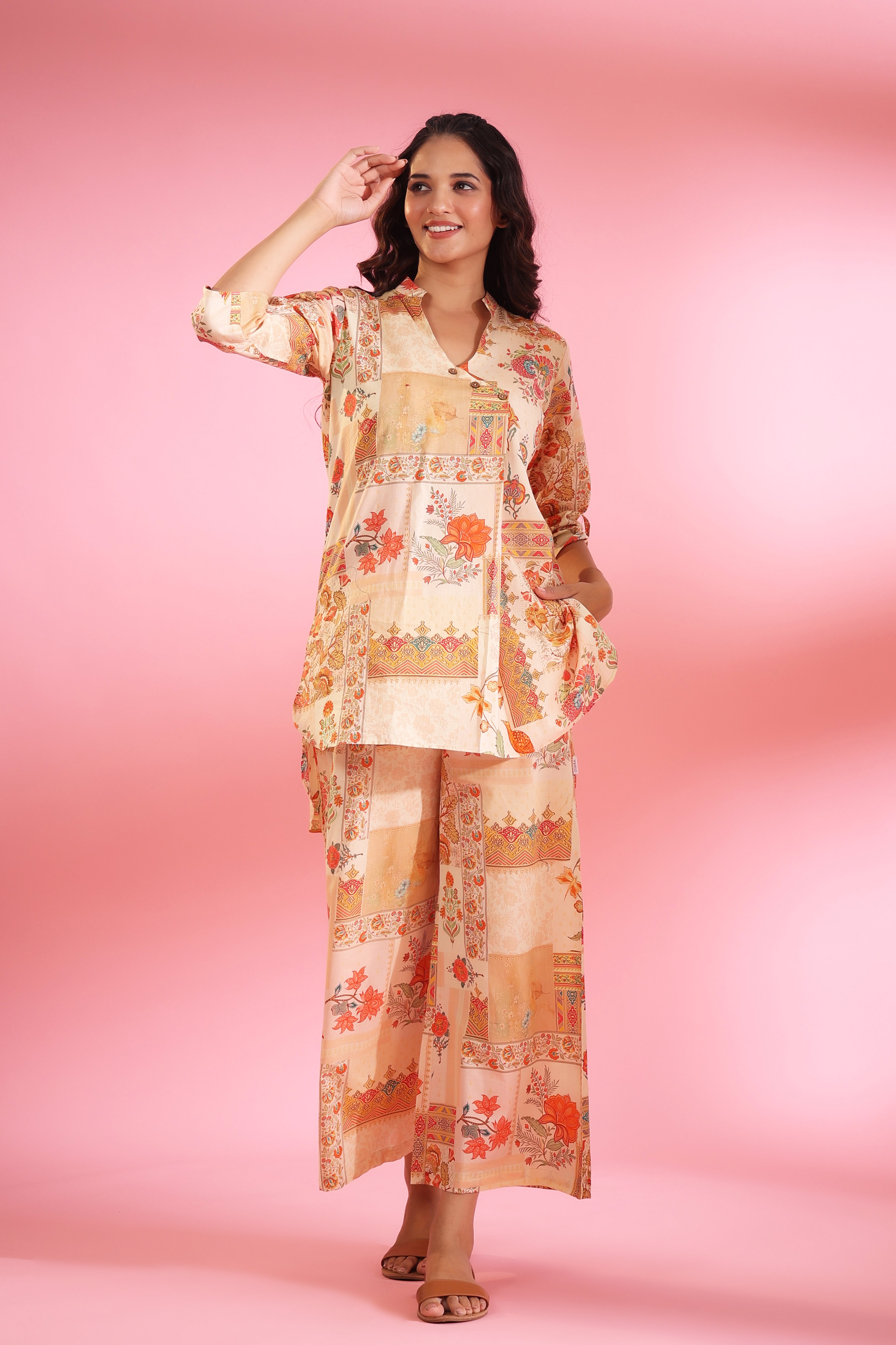 Yasmin Beige Cotton Co-ord Set