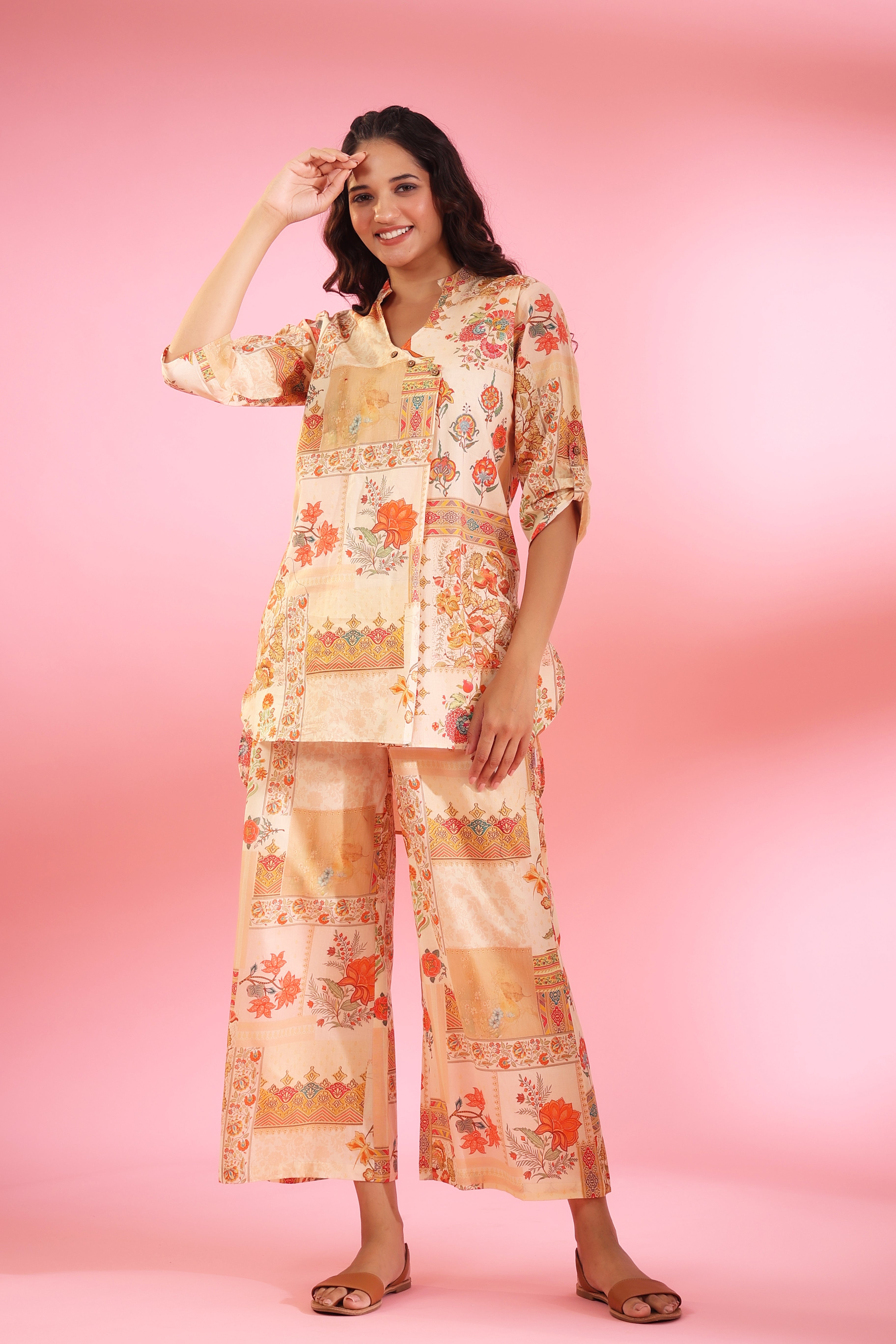 Yasmin Beige Cotton Co-ord Set