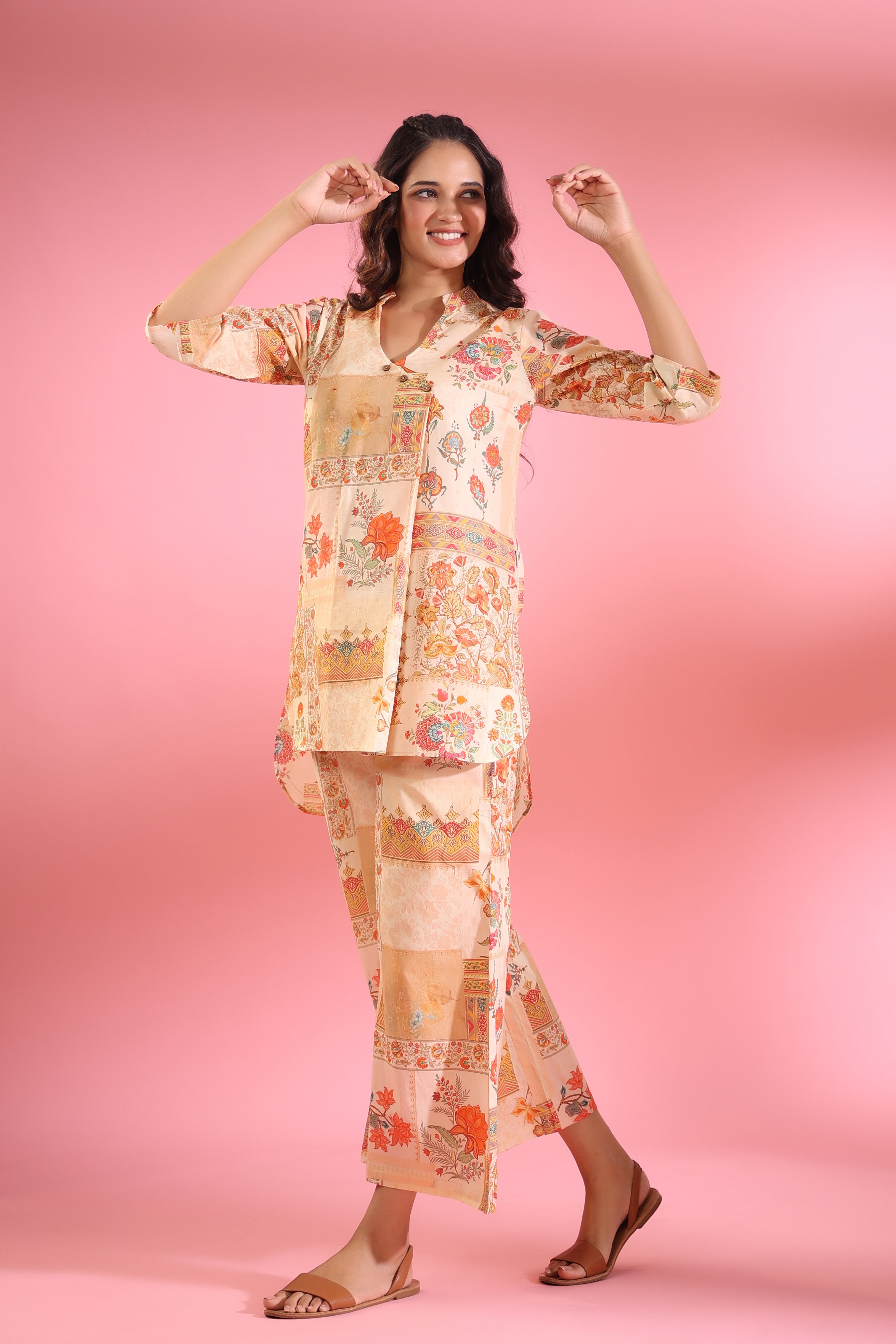Yasmin Beige Cotton Co-ord Set