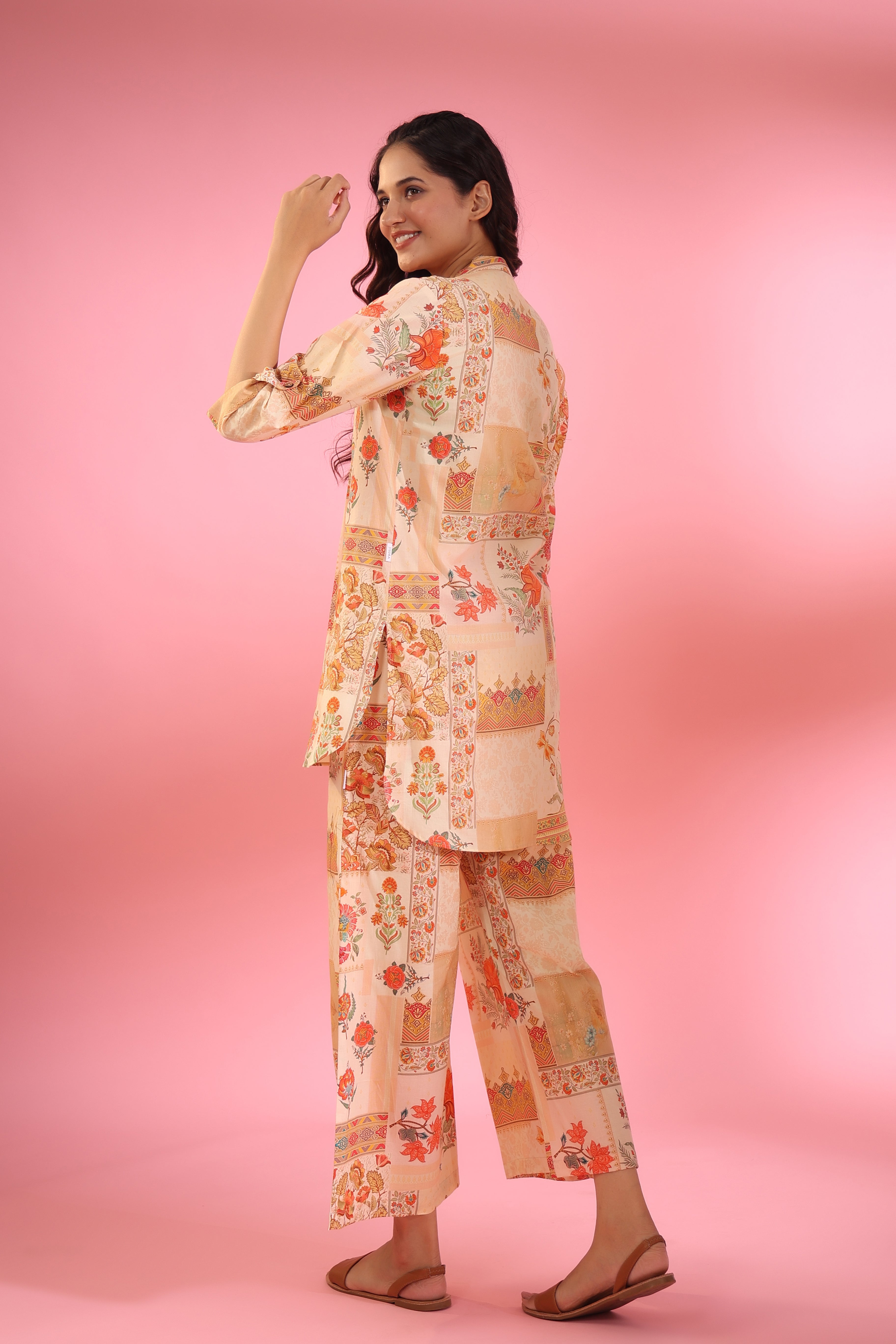 Yasmin Beige Cotton Co-ord Set