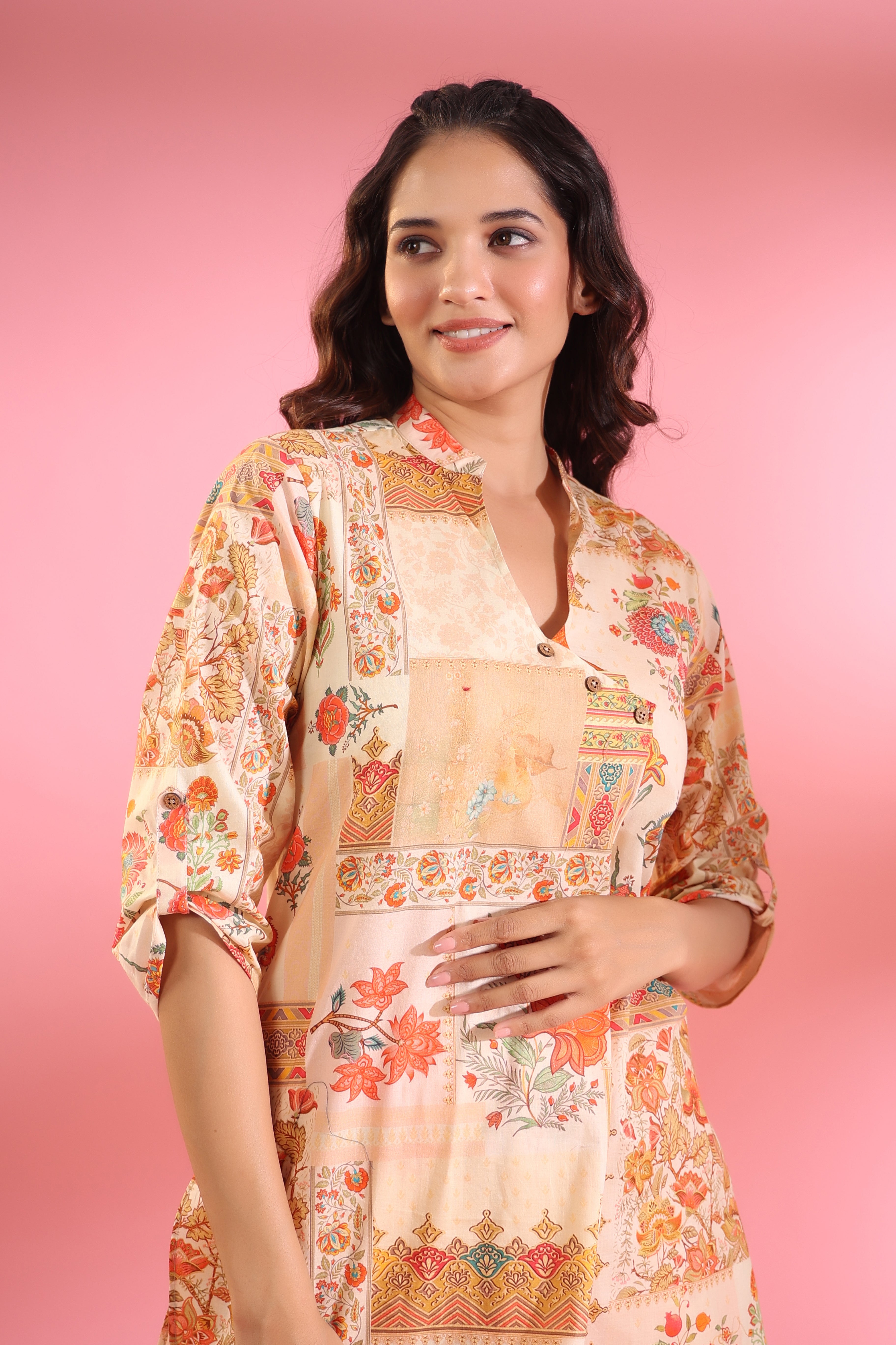 Yasmin Beige Cotton Co-ord Set