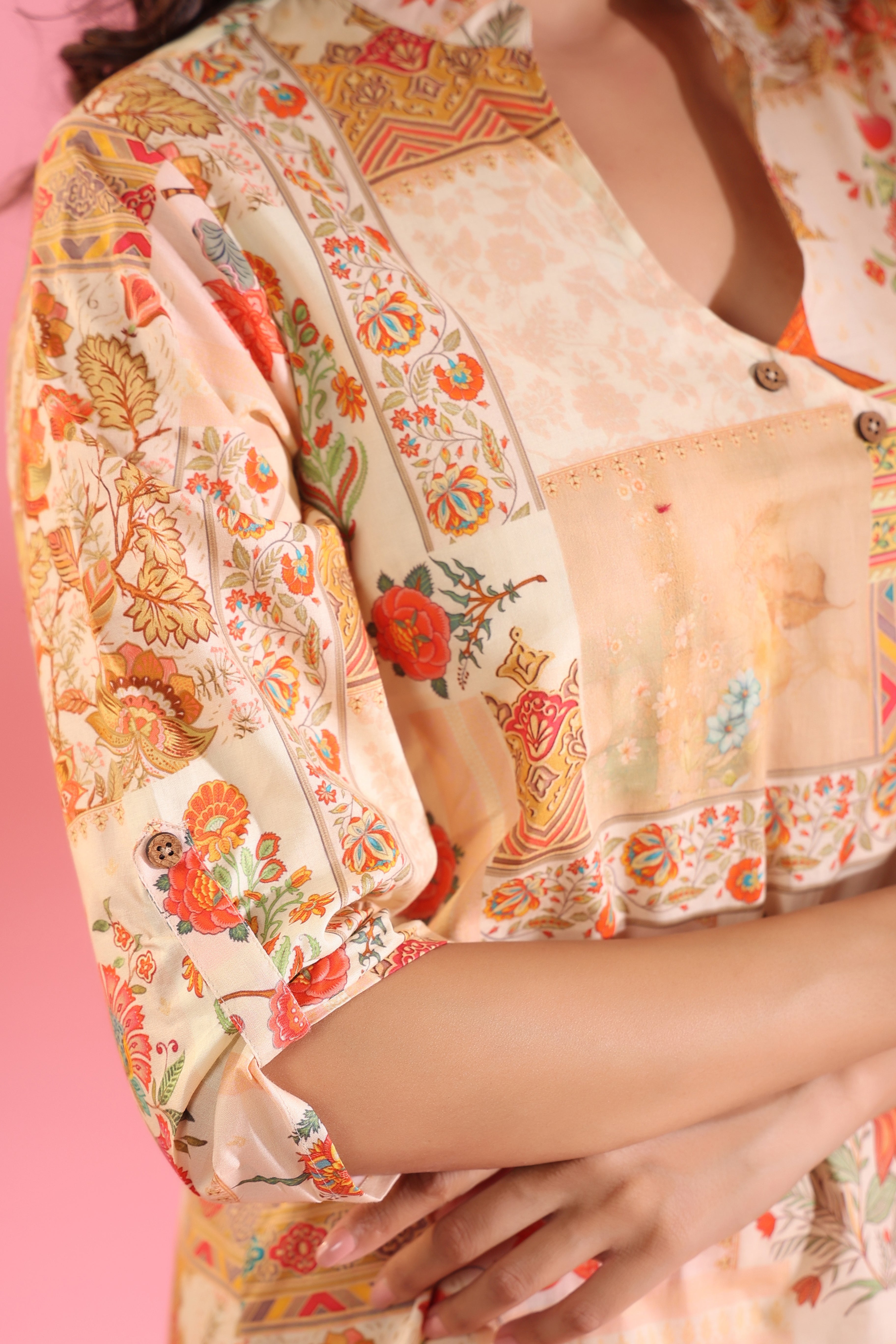 Yasmin Beige Cotton Co-ord Set