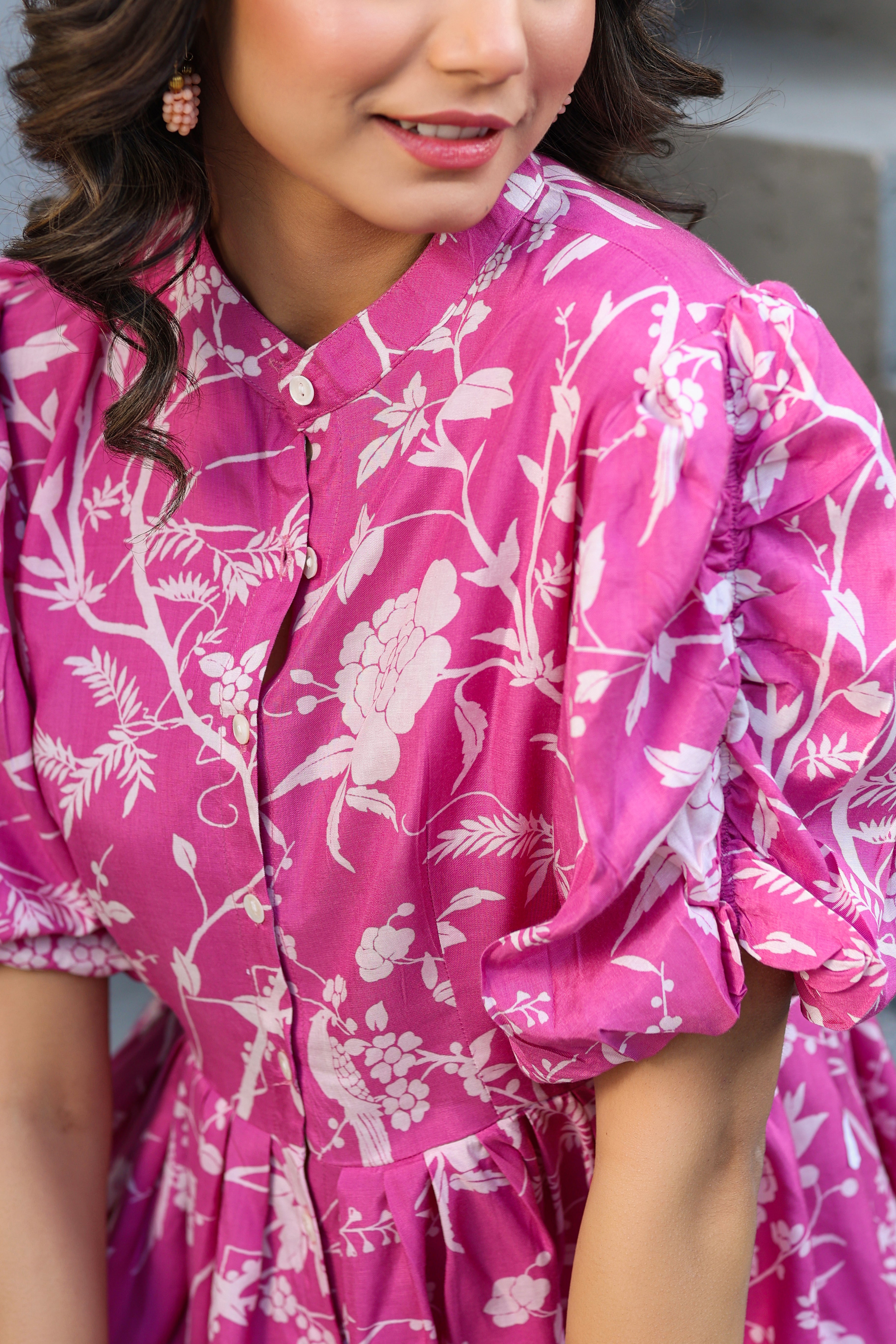 White Roses on pink Russian Silk Co-ord set