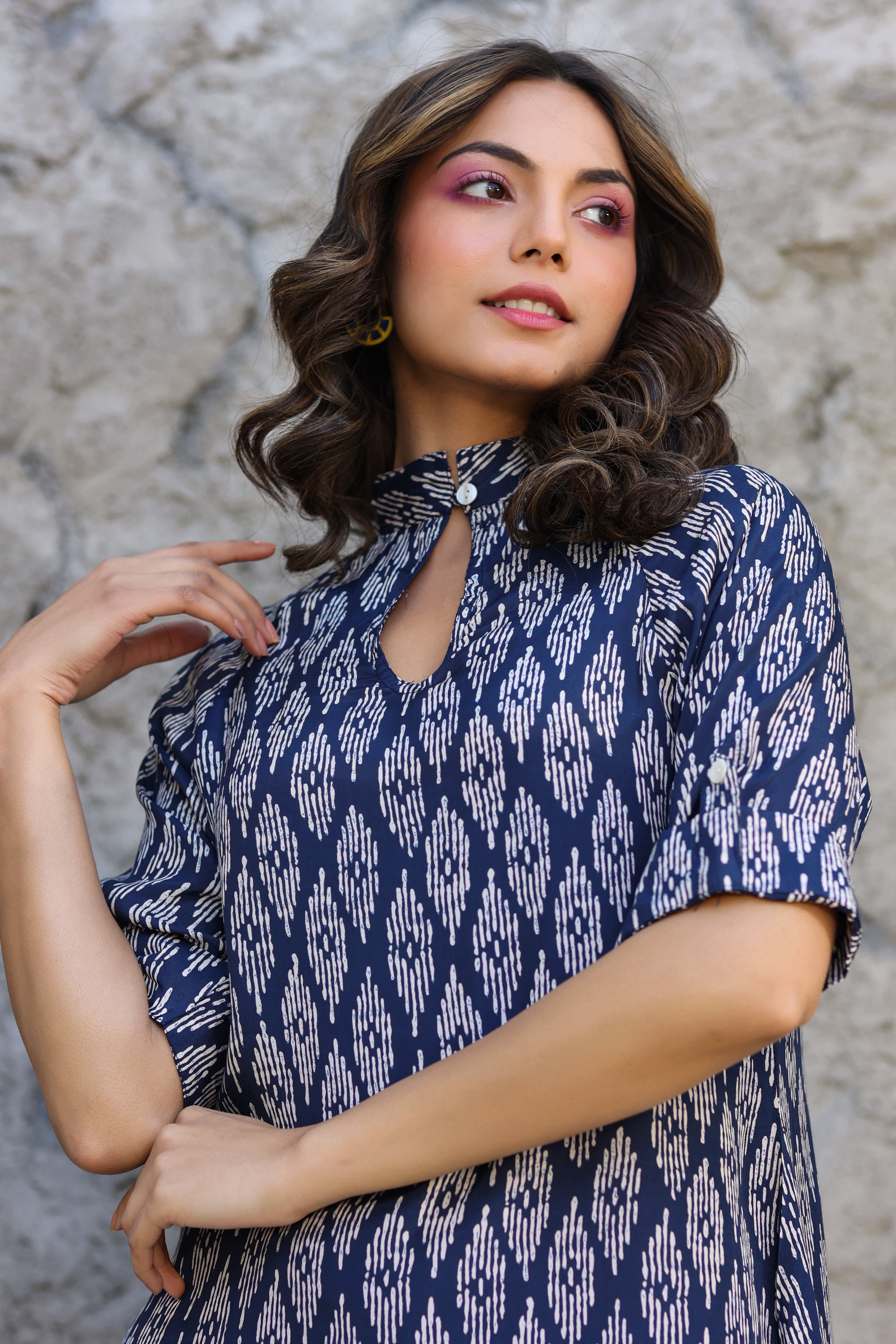 Elevated motifs on Russian Silk Blue Co-ord Set