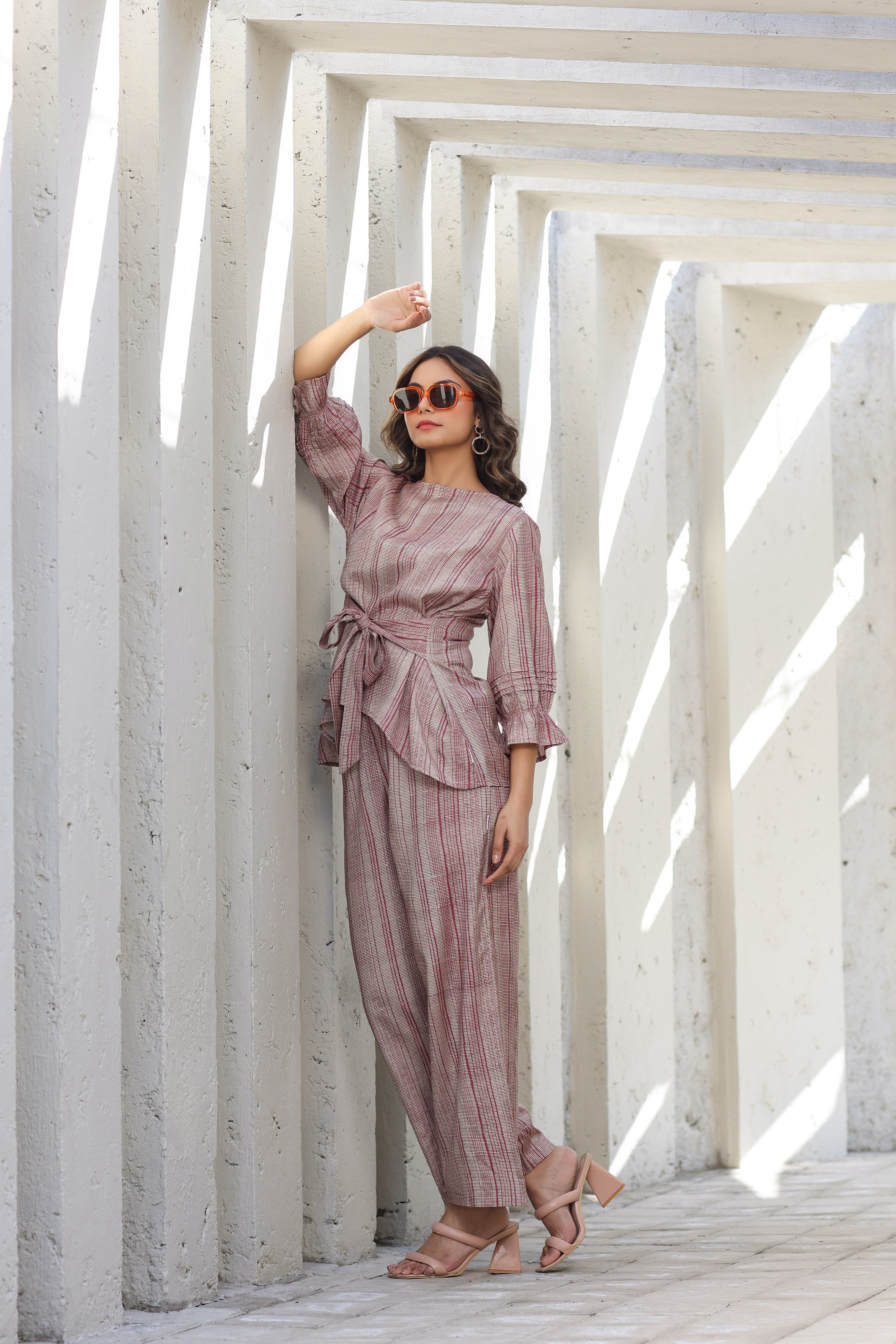 Pink Gooseberry on Russian Silk Front Tie Co-ord set