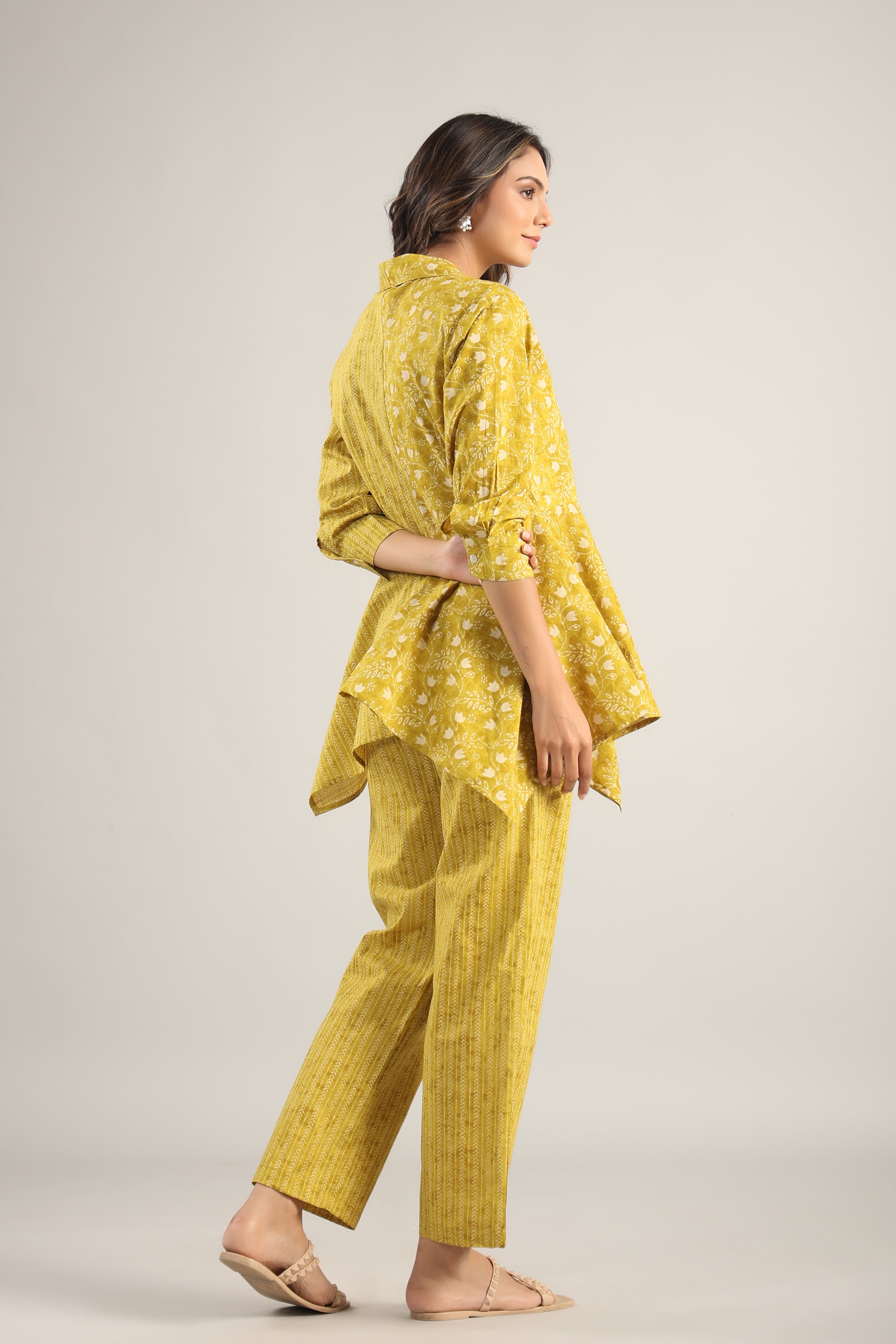 Dainty Florals with Arrows on Yellow Cotton Co-ord Set