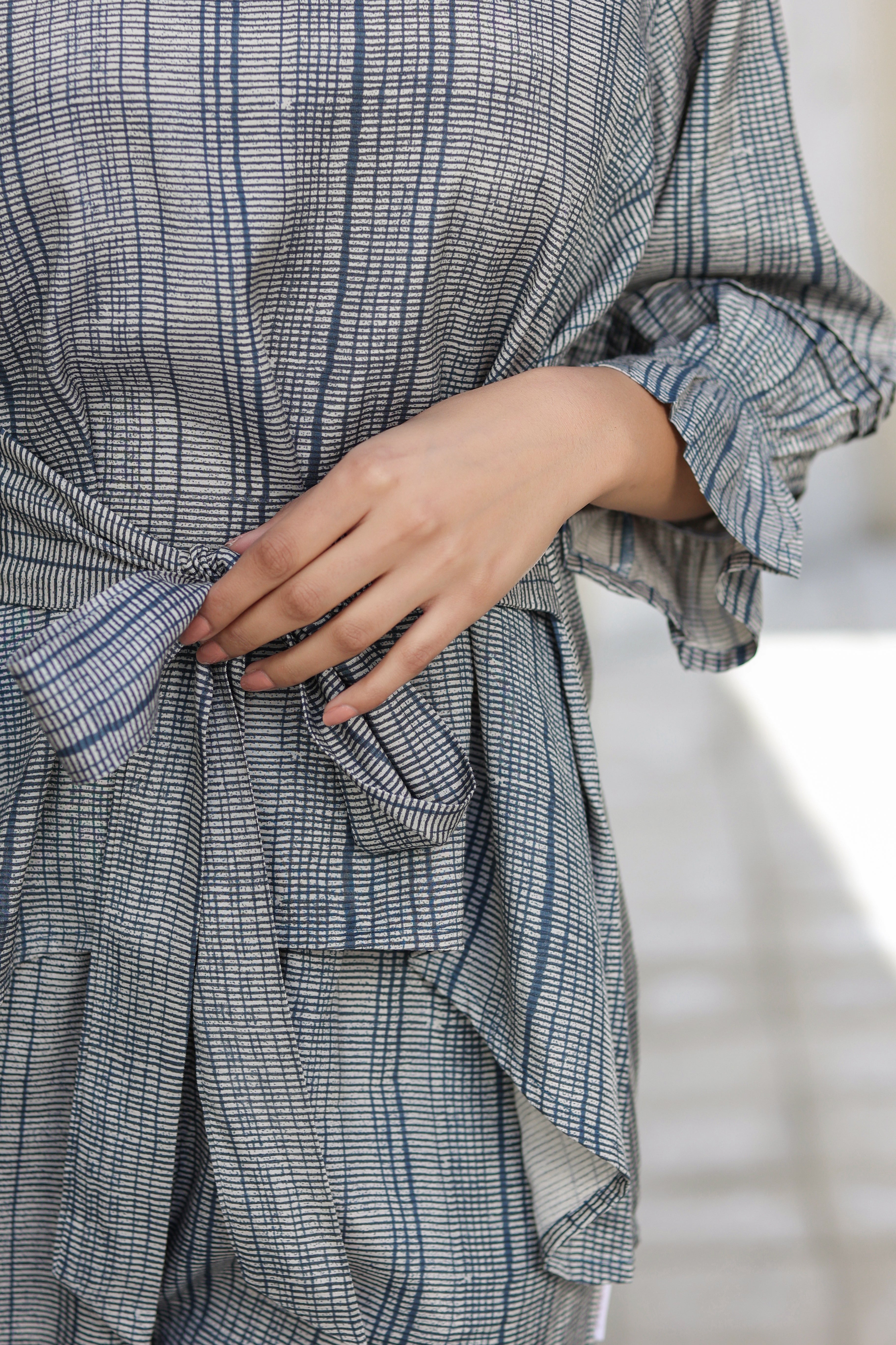 Elegante on Blue front tie Russian Silk Co-ord Set