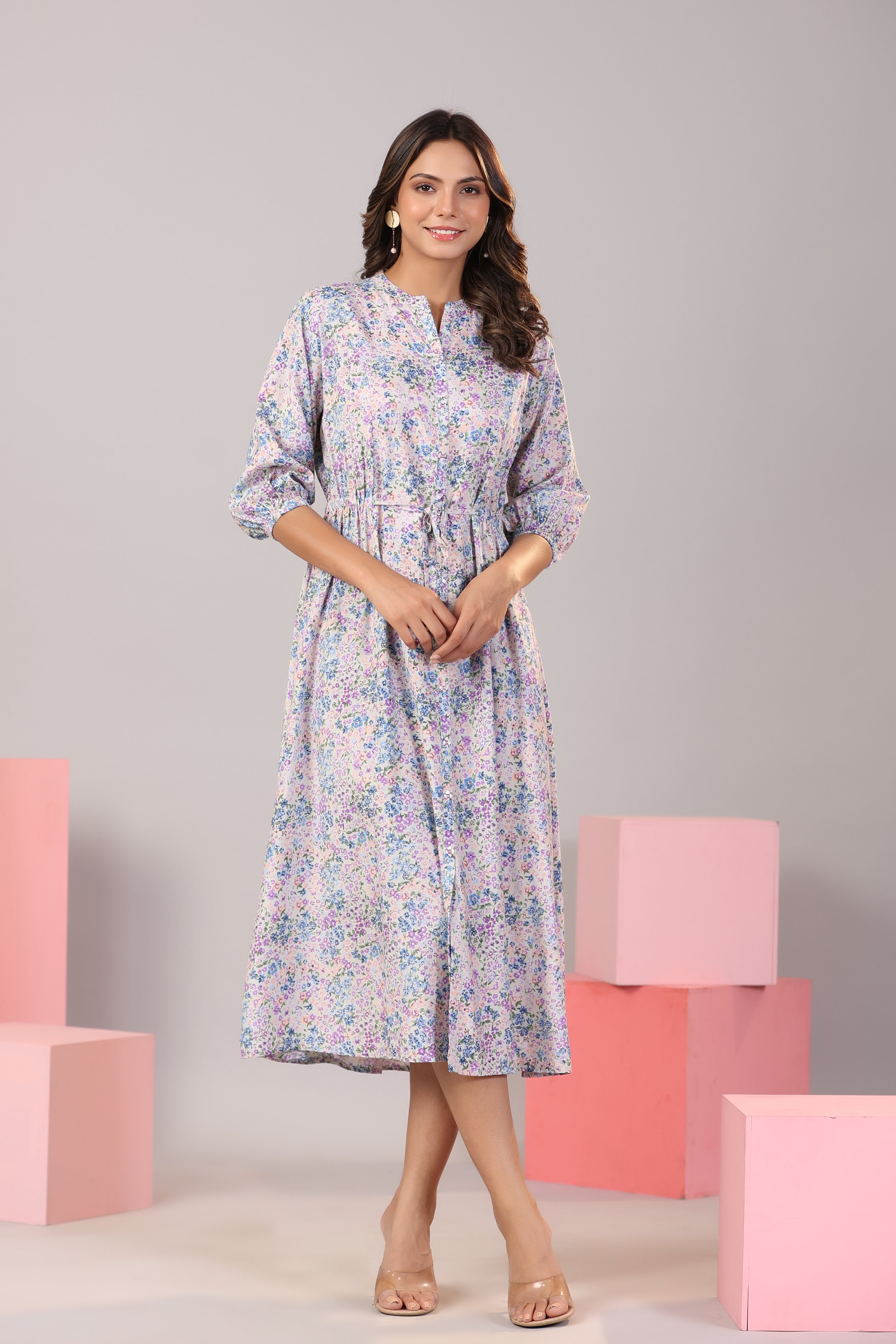 Lavender hues on Russian Silk MIDI Dress